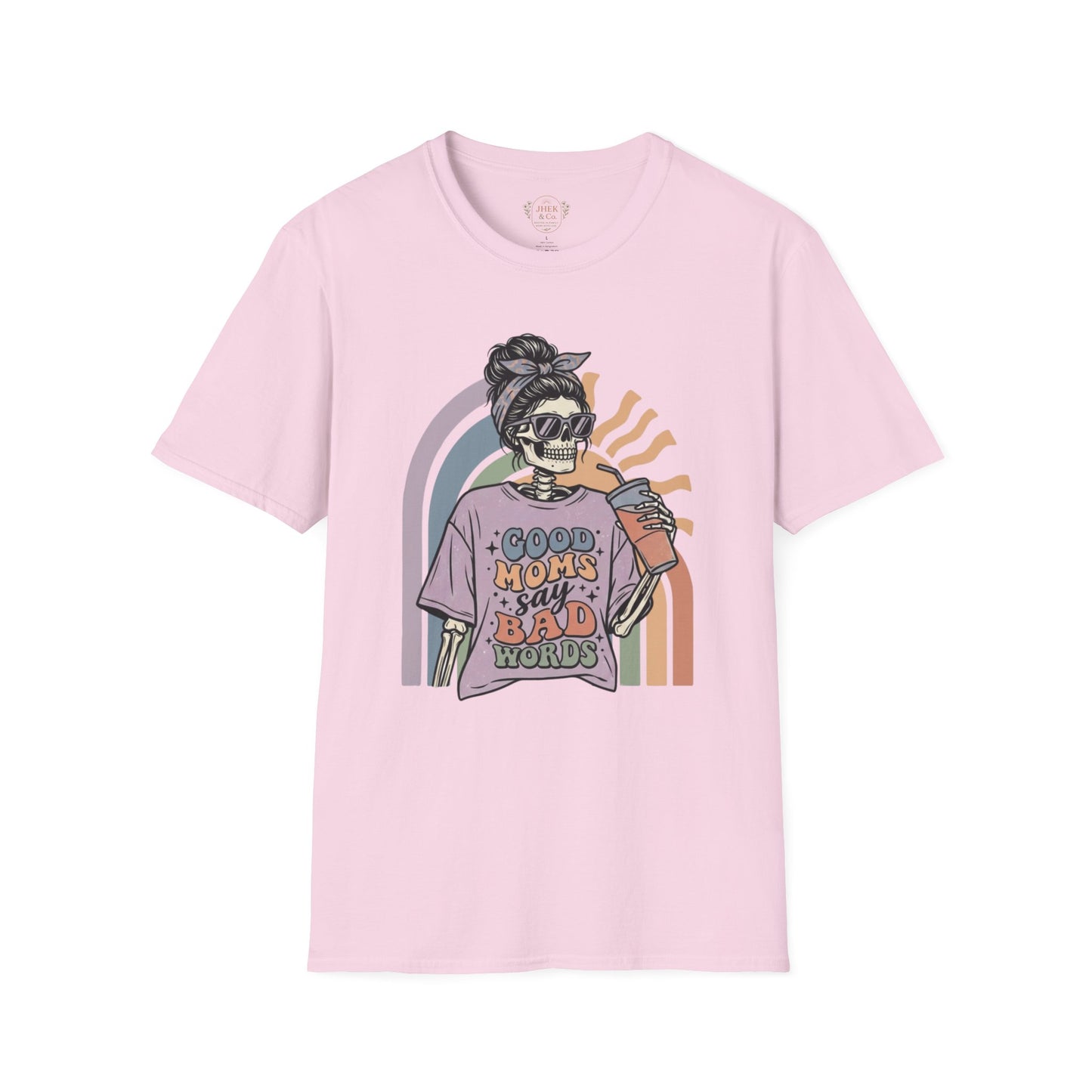Funny Mom T-Shirt - "Good Moms Say Bad Words" Retro Skull Design