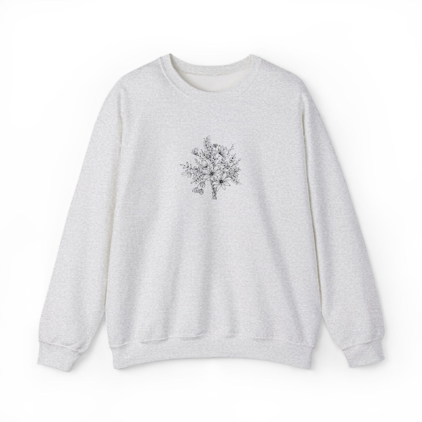Wildflower Bouquet Embroidered Crewneck Sweatshirt | Gildan 18000