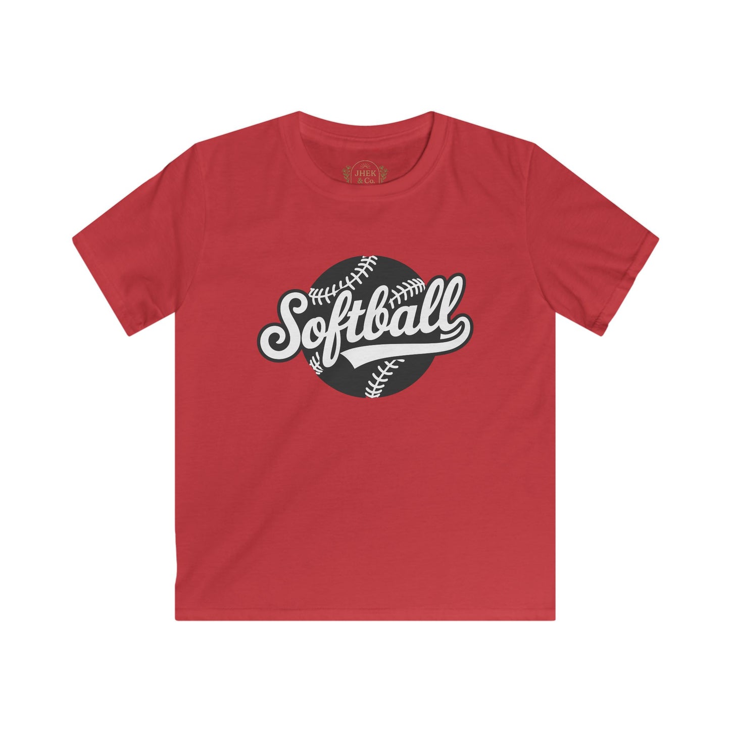 Kids Softball T‑Shirt — Retro Script Softball Tee for Young Players