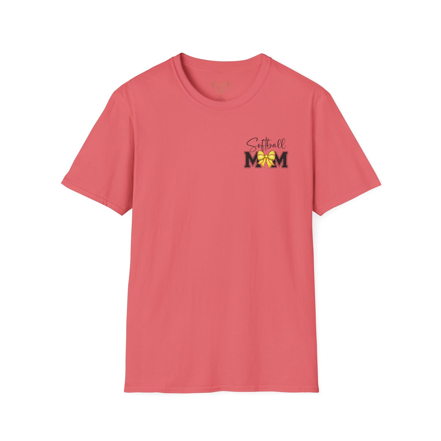 Softball Mom T-Shirt - 'Softball MOM' Graphic Tee with Yellow Softball Bow