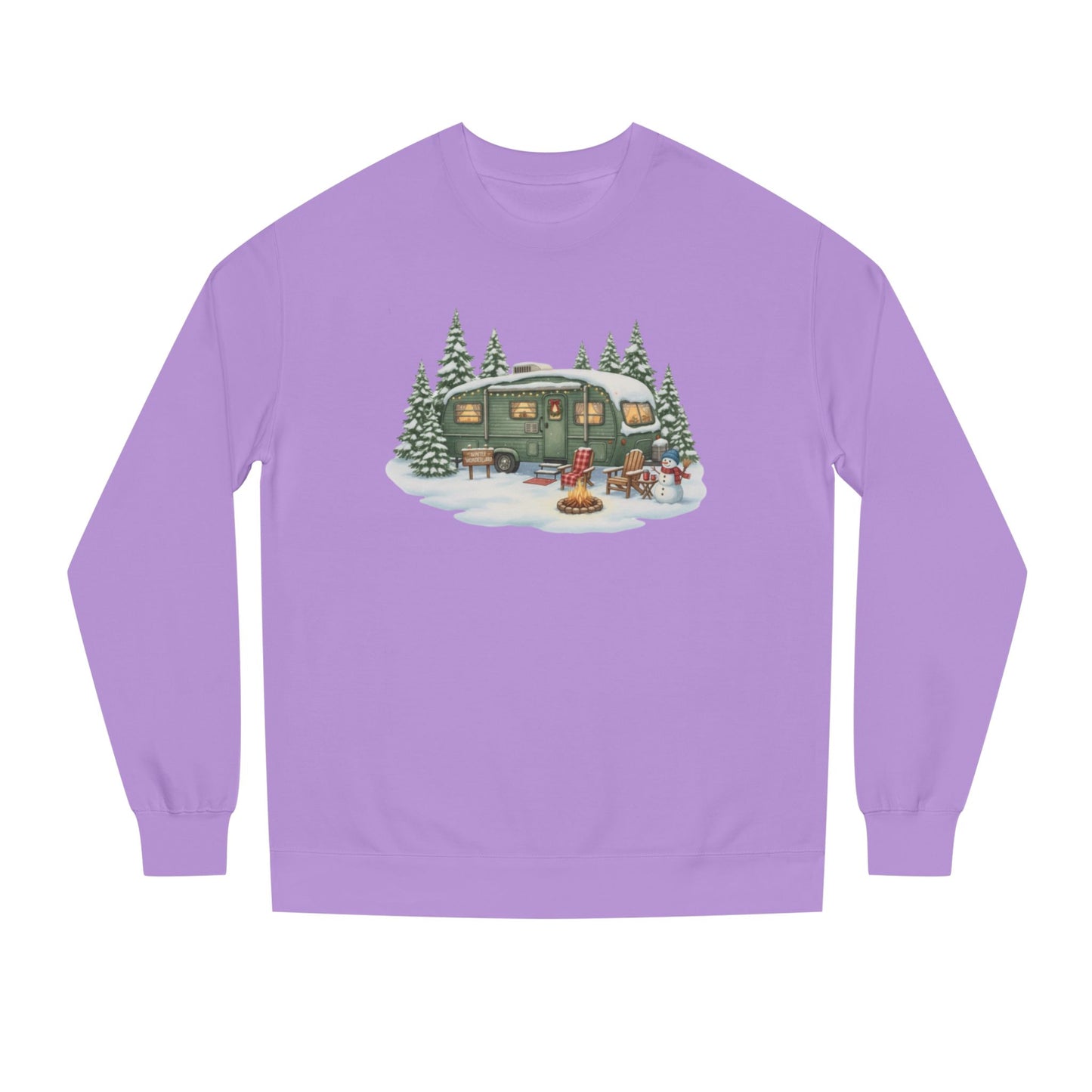 Cozy Winter Camper Sweatshirt — Vintage Trailer Campfire Holiday Crewneck