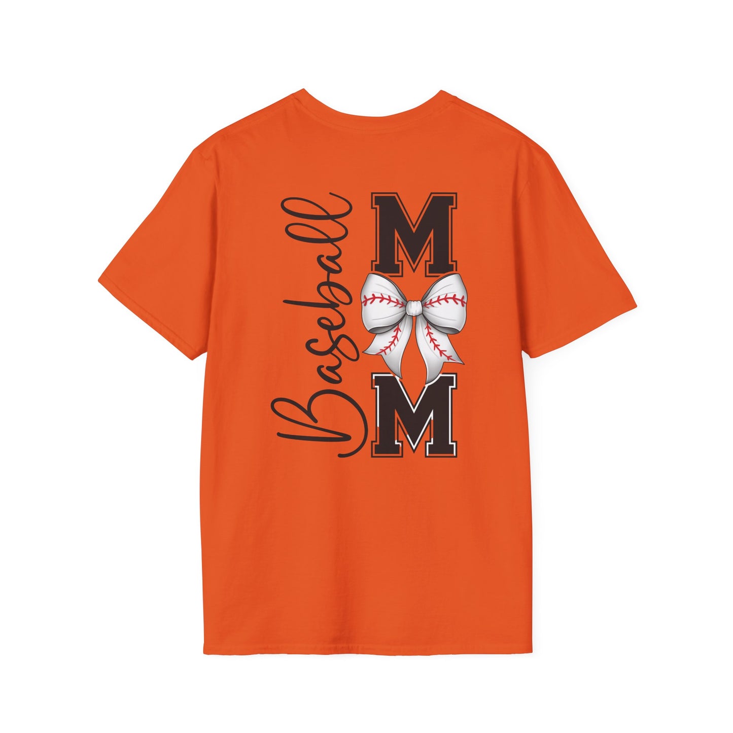 Baseball Mom T-Shirt — Mama Tee with Baseball Bow Graphic