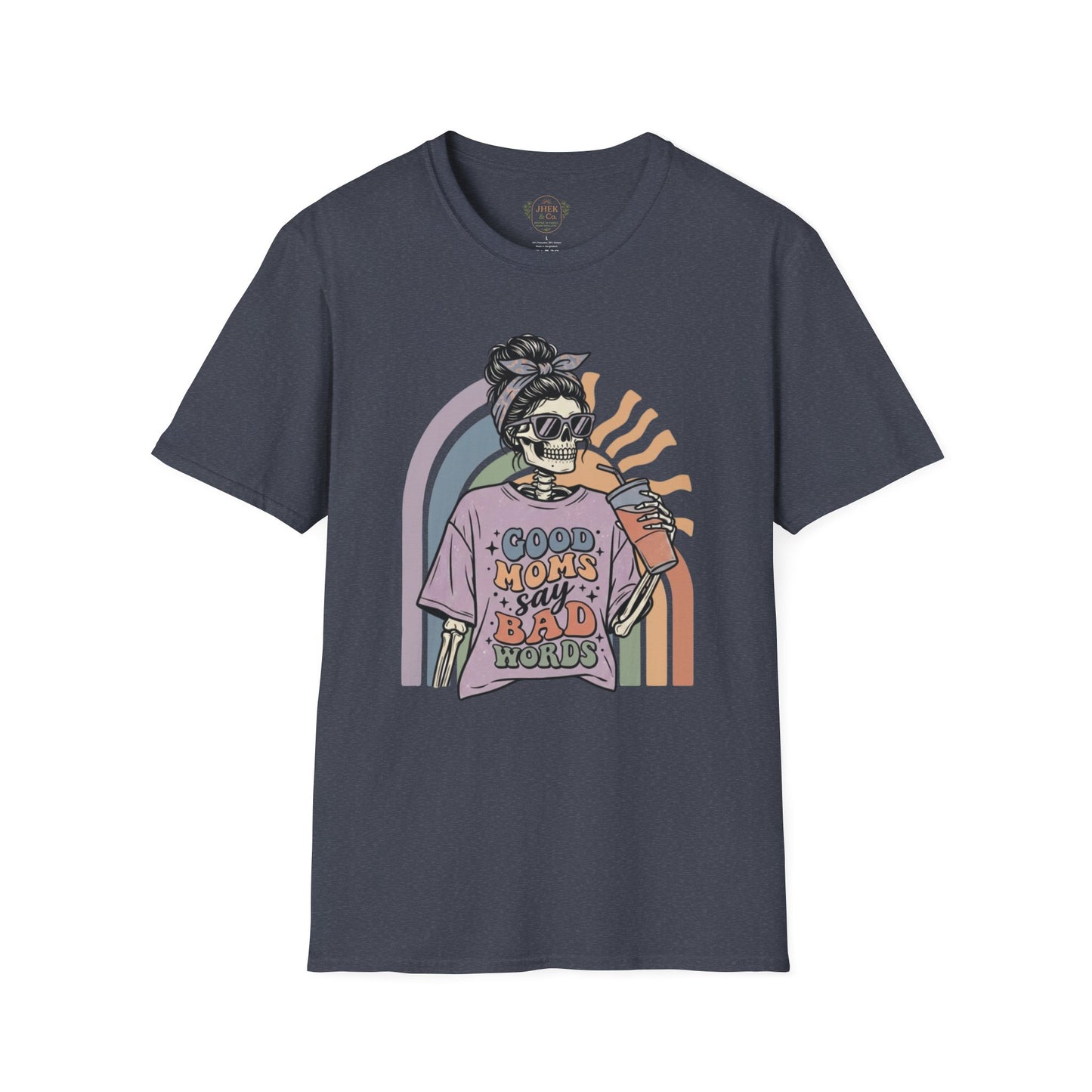 Funny Mom T-Shirt - "Good Moms Say Bad Words" Retro Skull Design