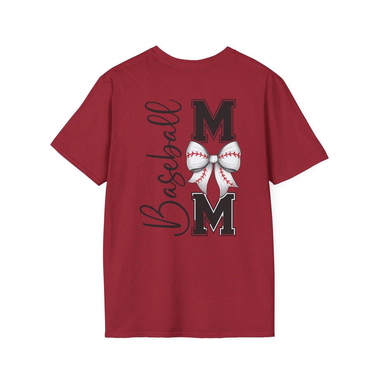 Baseball Mom T-Shirt — Mama Tee with Baseball Bow Graphic