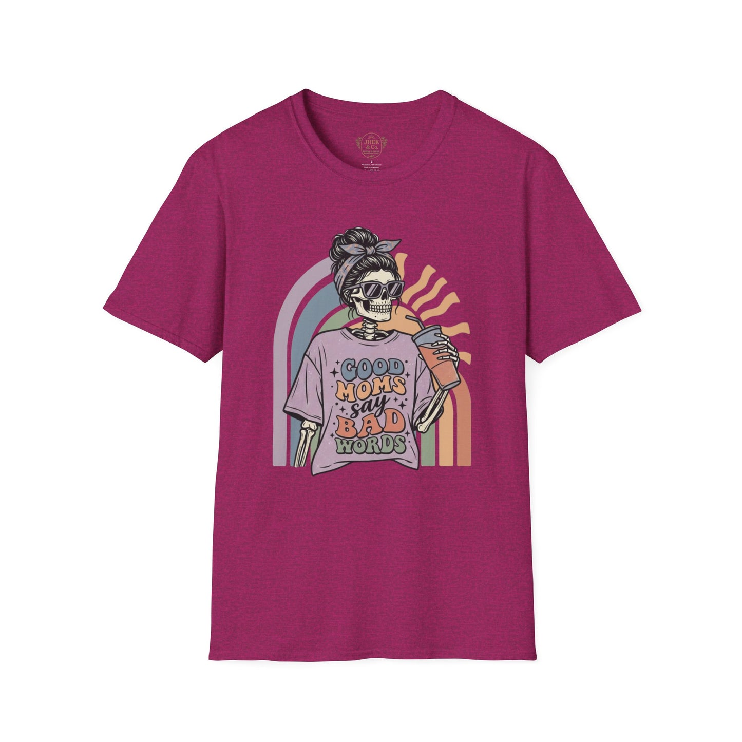Funny Mom T-Shirt - "Good Moms Say Bad Words" Retro Skull Design