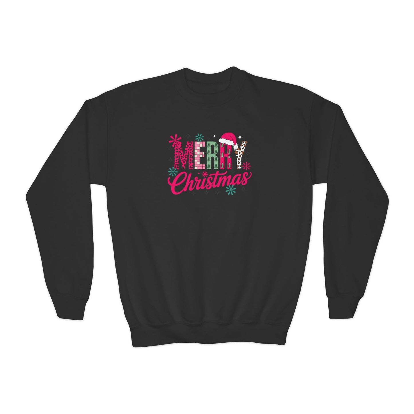 Youth Crewneck Sweatshirt – 'Merry Christmas' Festive Holiday Graphic
