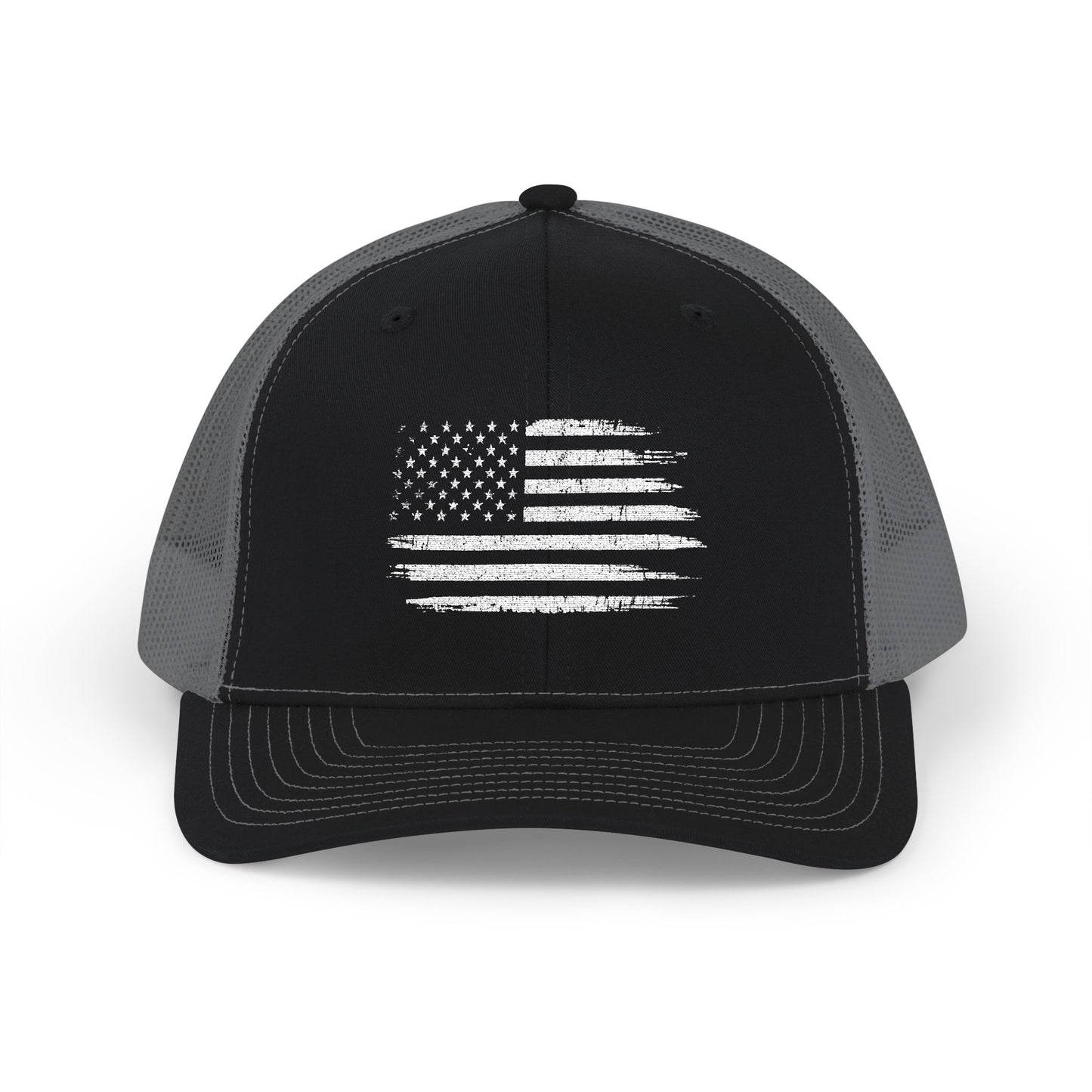 Distressed American Flag Embroidered Trucker Hat | Richardson 112