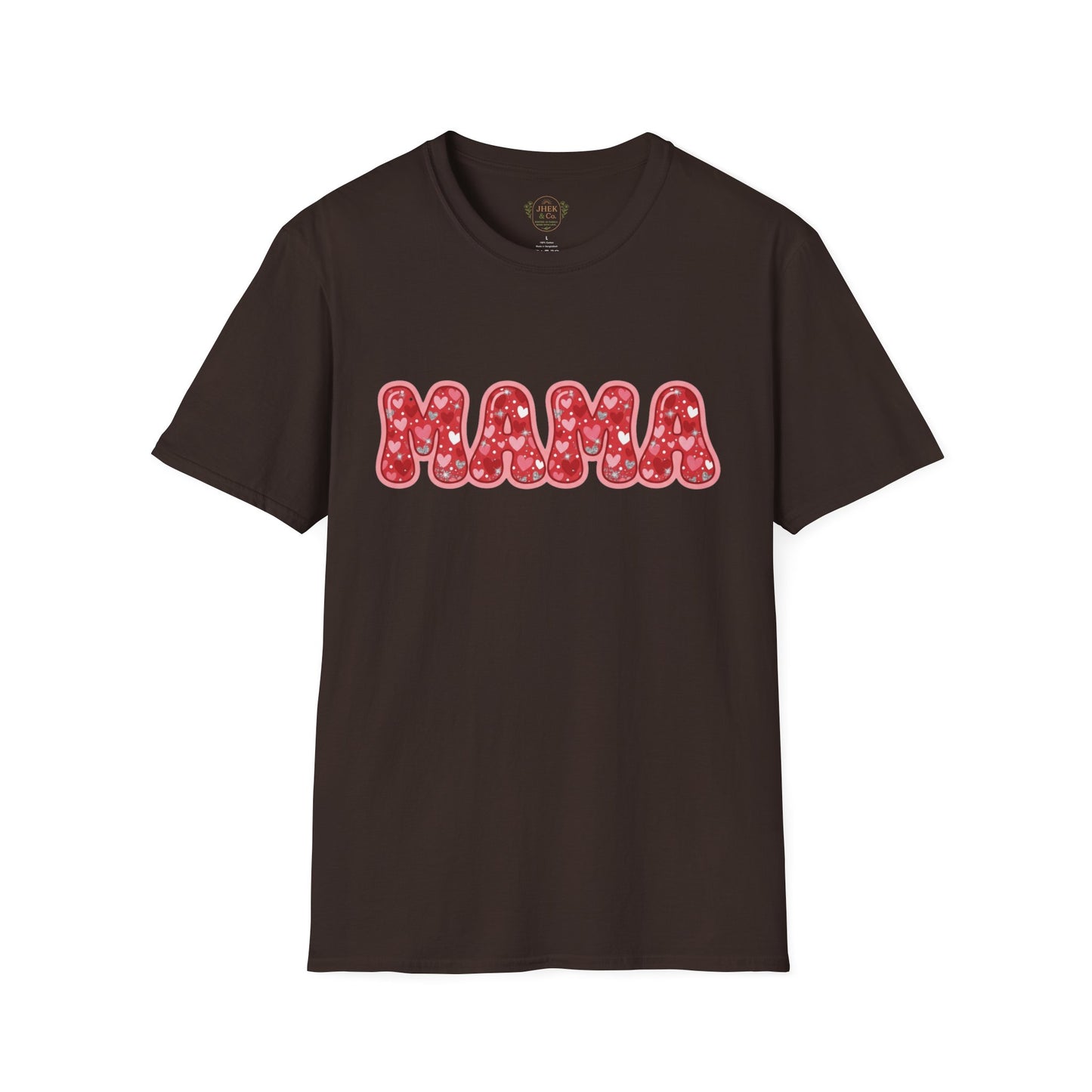 Mama Valentine's Day T-Shirt — Red Heart Bubble Letters Shirt