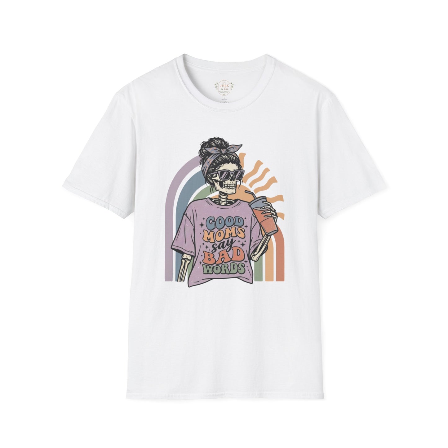 Funny Mom T-Shirt - "Good Moms Say Bad Words" Retro Skull Design