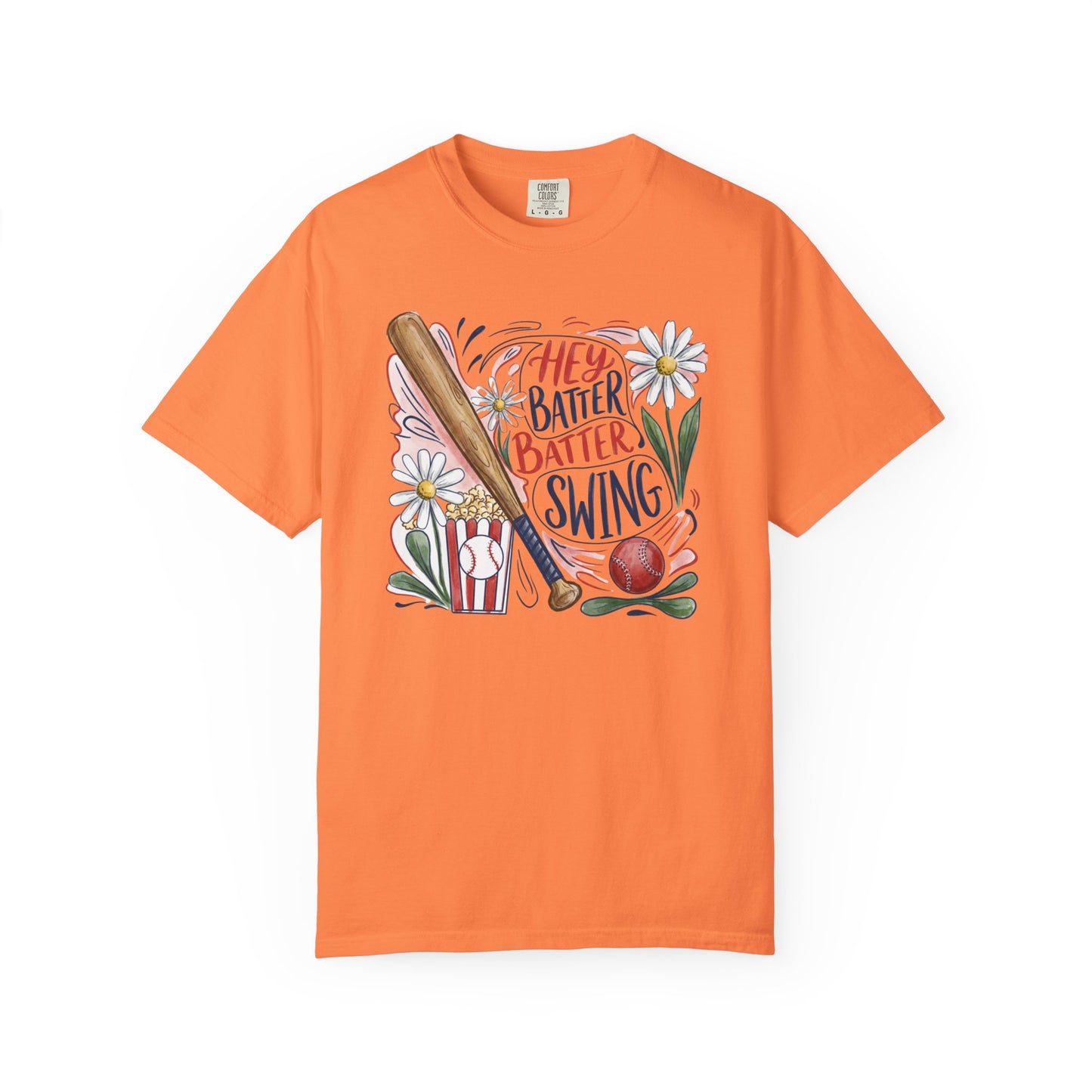 Hey Batter Batter Swing Baseball T-Shirt — Vintage Bat & Ball Graphic