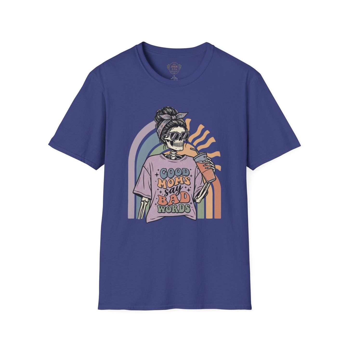 Funny Mom T-Shirt - "Good Moms Say Bad Words" Retro Skull Design