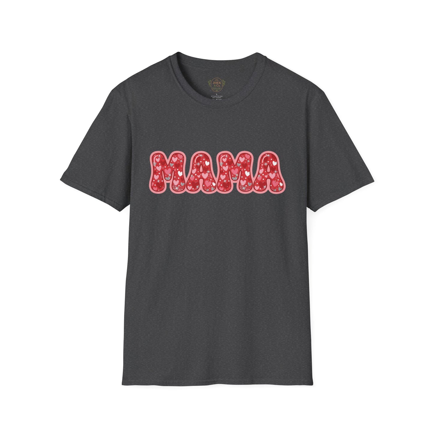 Mama Valentine's Day T-Shirt — Red Heart Bubble Letters Shirt