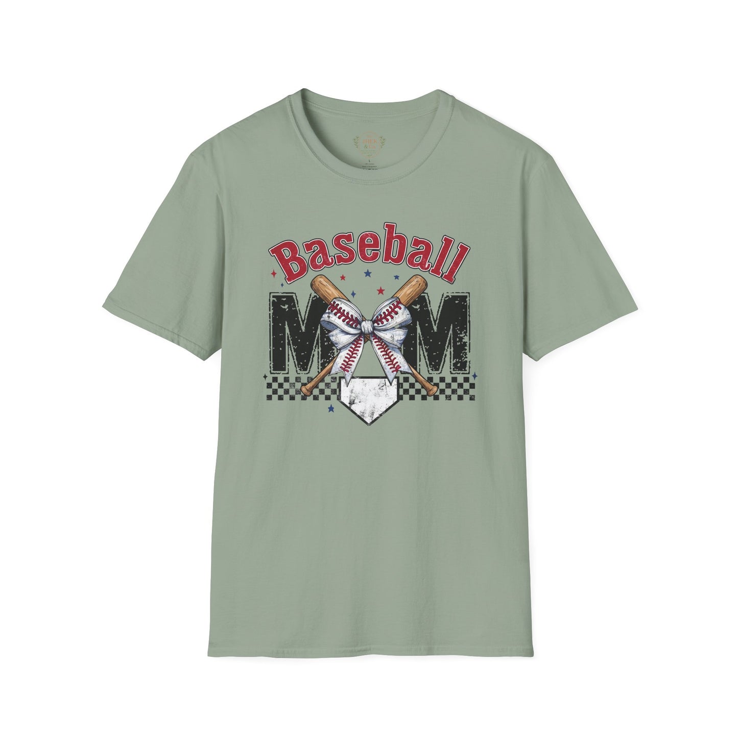 Baseball Mom T‑Shirt — Vintage Crossed Bats & Home Plate Design