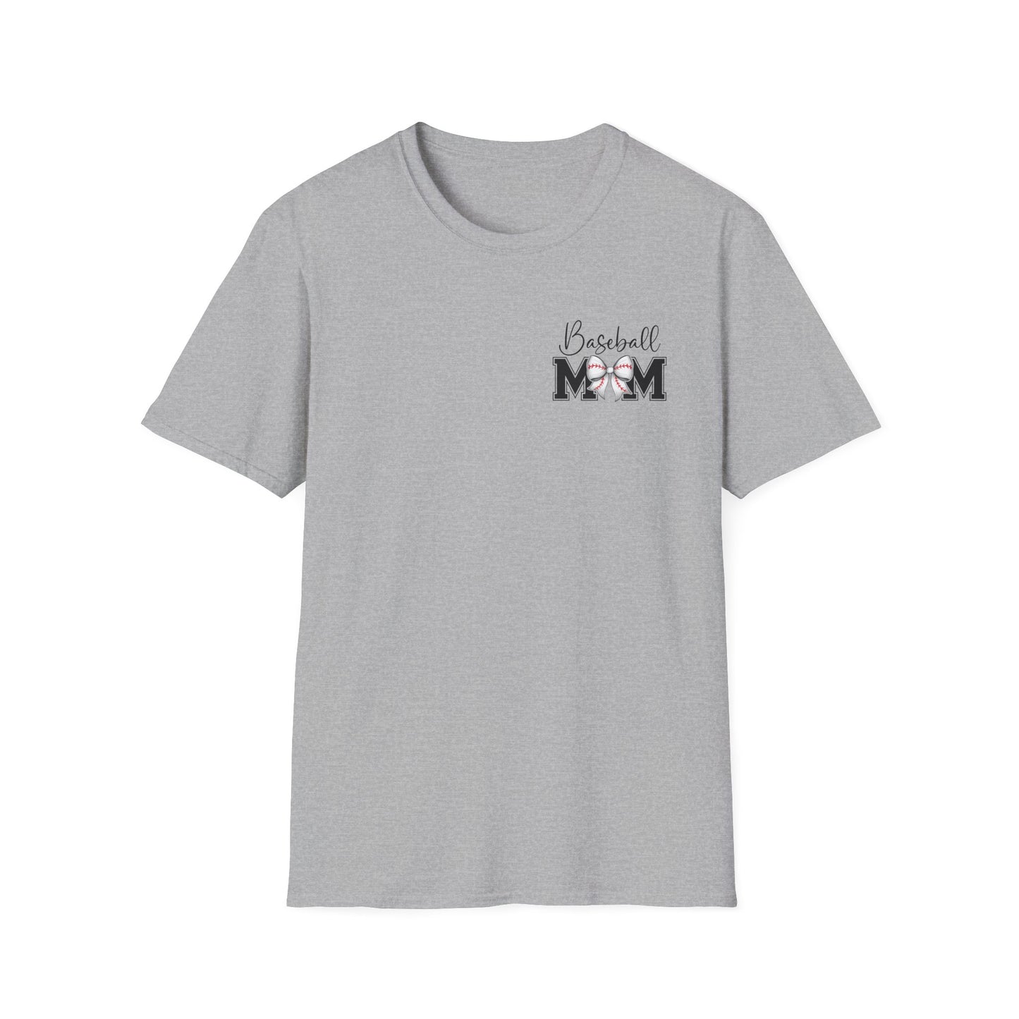 Baseball Mom T-Shirt — Mama Tee with Baseball Bow Graphic