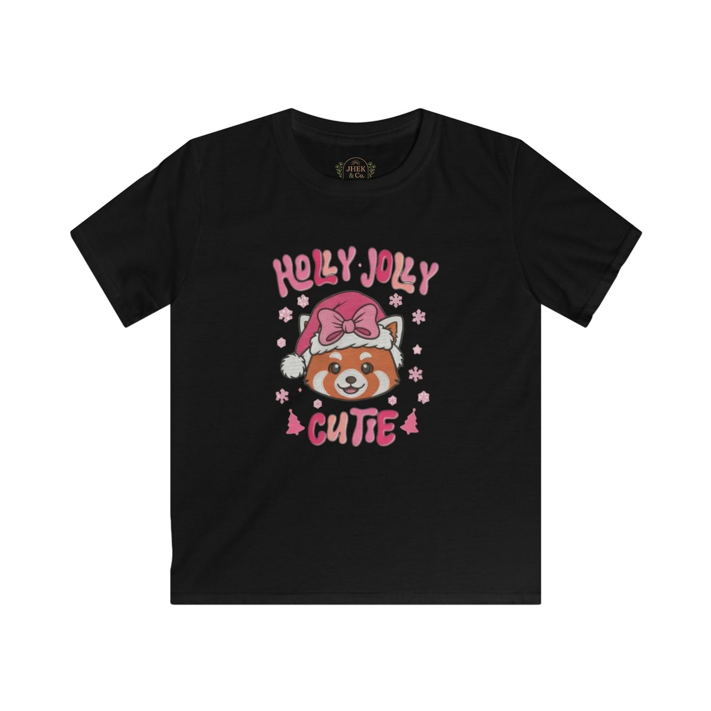 Kids Tee — "Holly Jolly Cutie" Red Panda Christmas Shirt
