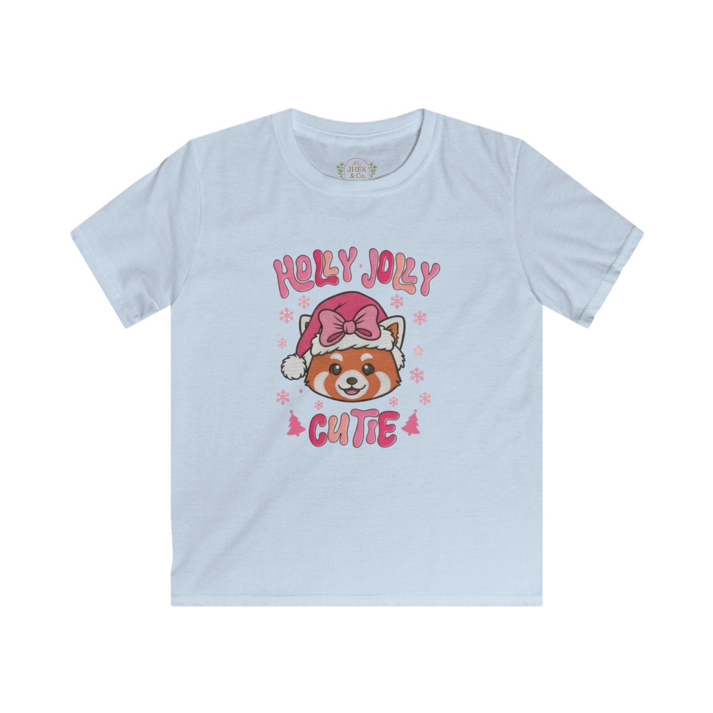 Kids Tee — "Holly Jolly Cutie" Red Panda Christmas Shirt