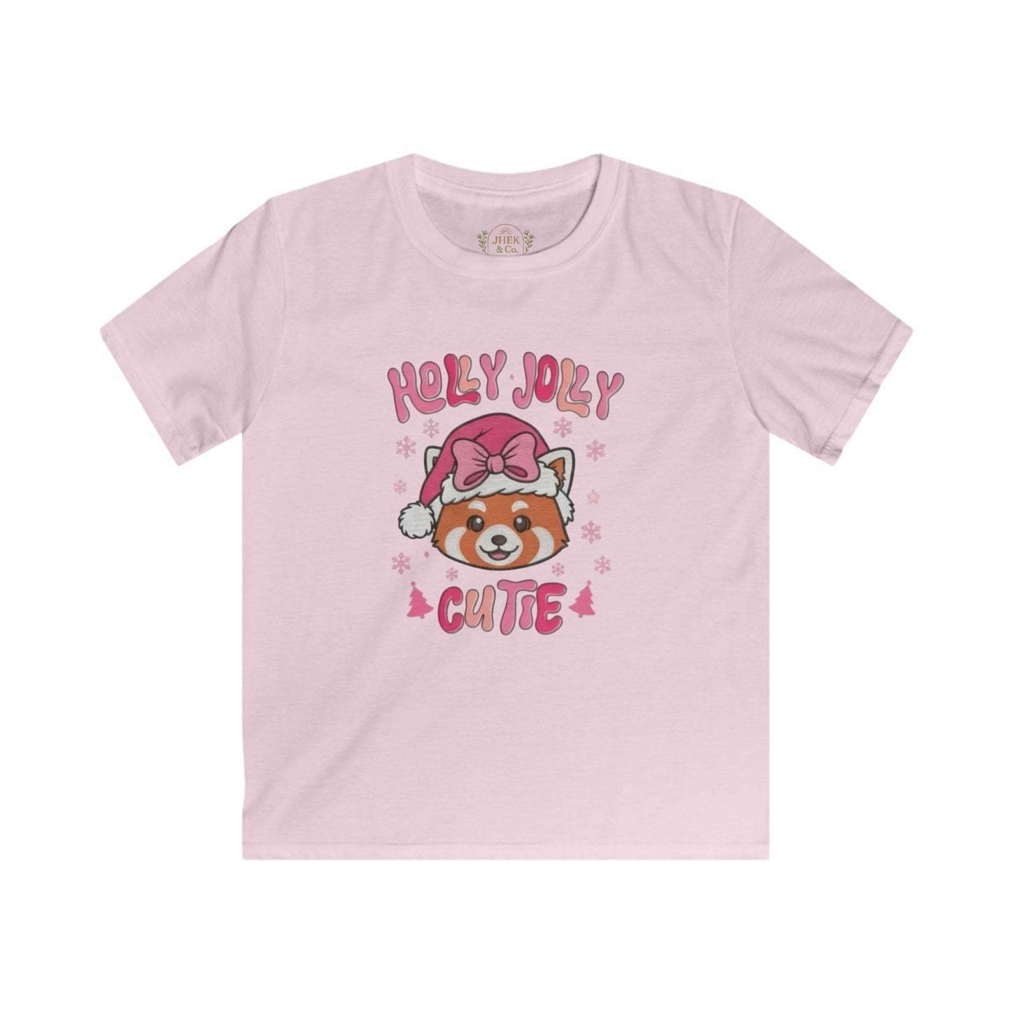 Kids Tee — "Holly Jolly Cutie" Red Panda Christmas Shirt