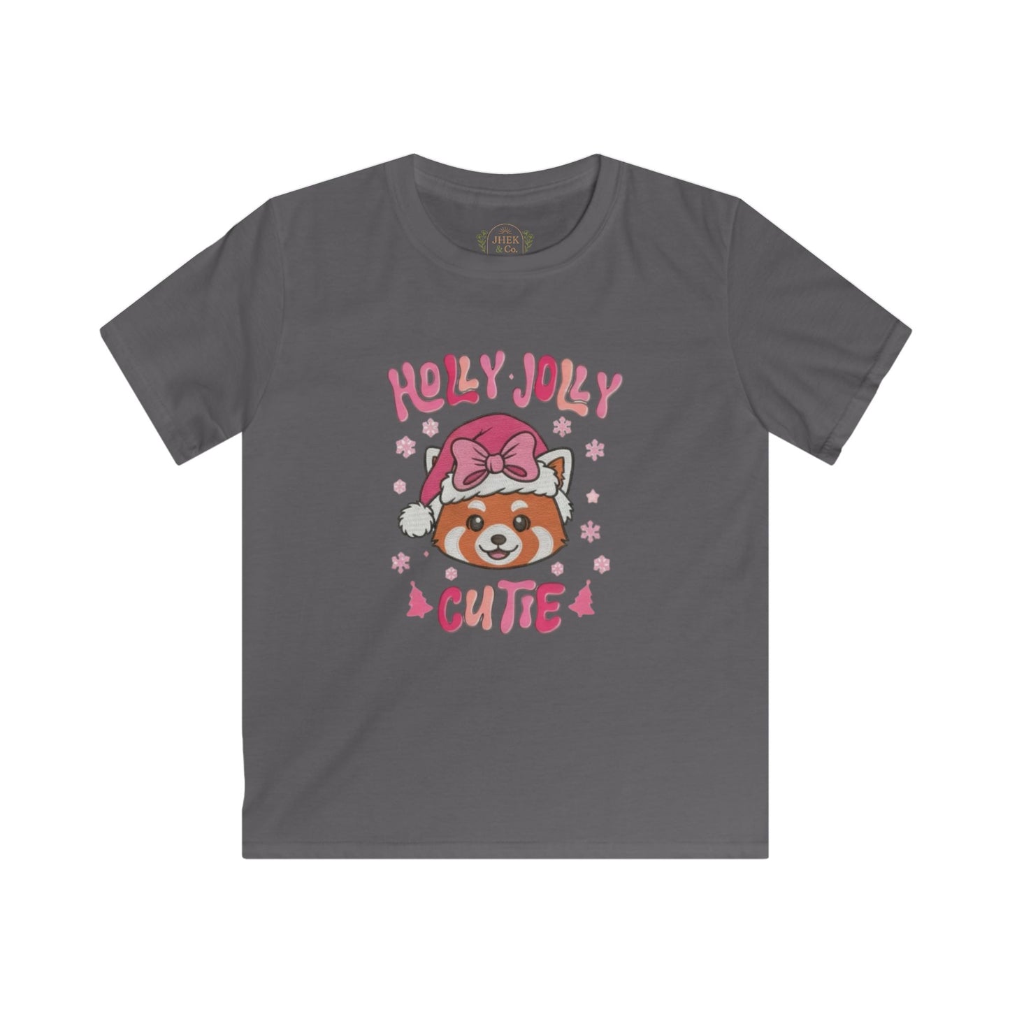 Kids Tee — "Holly Jolly Cutie" Red Panda Christmas Shirt