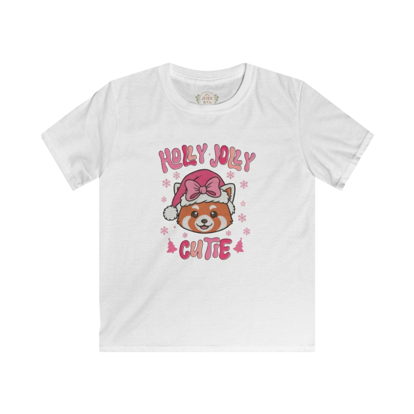 Kids Tee — "Holly Jolly Cutie" Red Panda Christmas Shirt