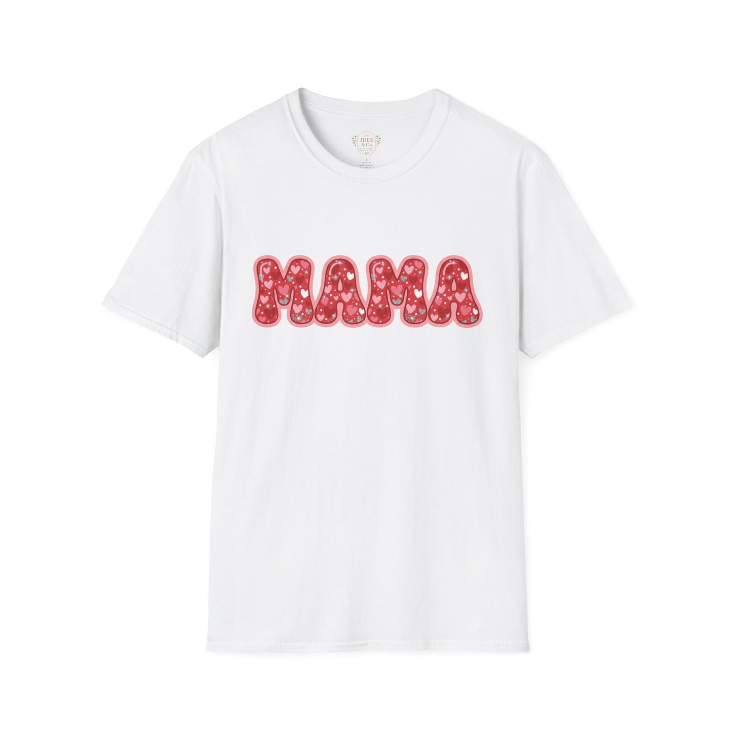 Mama Valentine's Day T-Shirt — Red Heart Bubble Letters Shirt