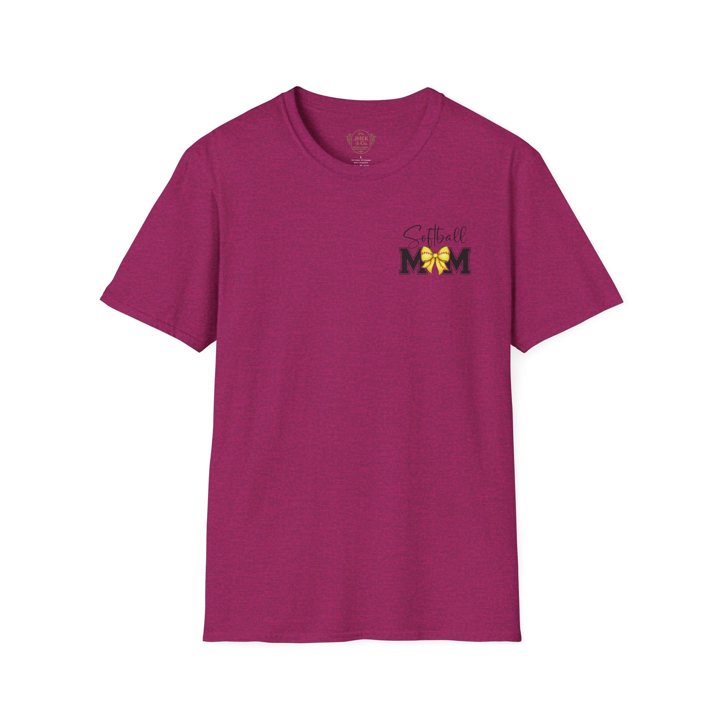 Softball Mom T-Shirt - 'Softball MOM' Graphic Tee with Yellow Softball Bow