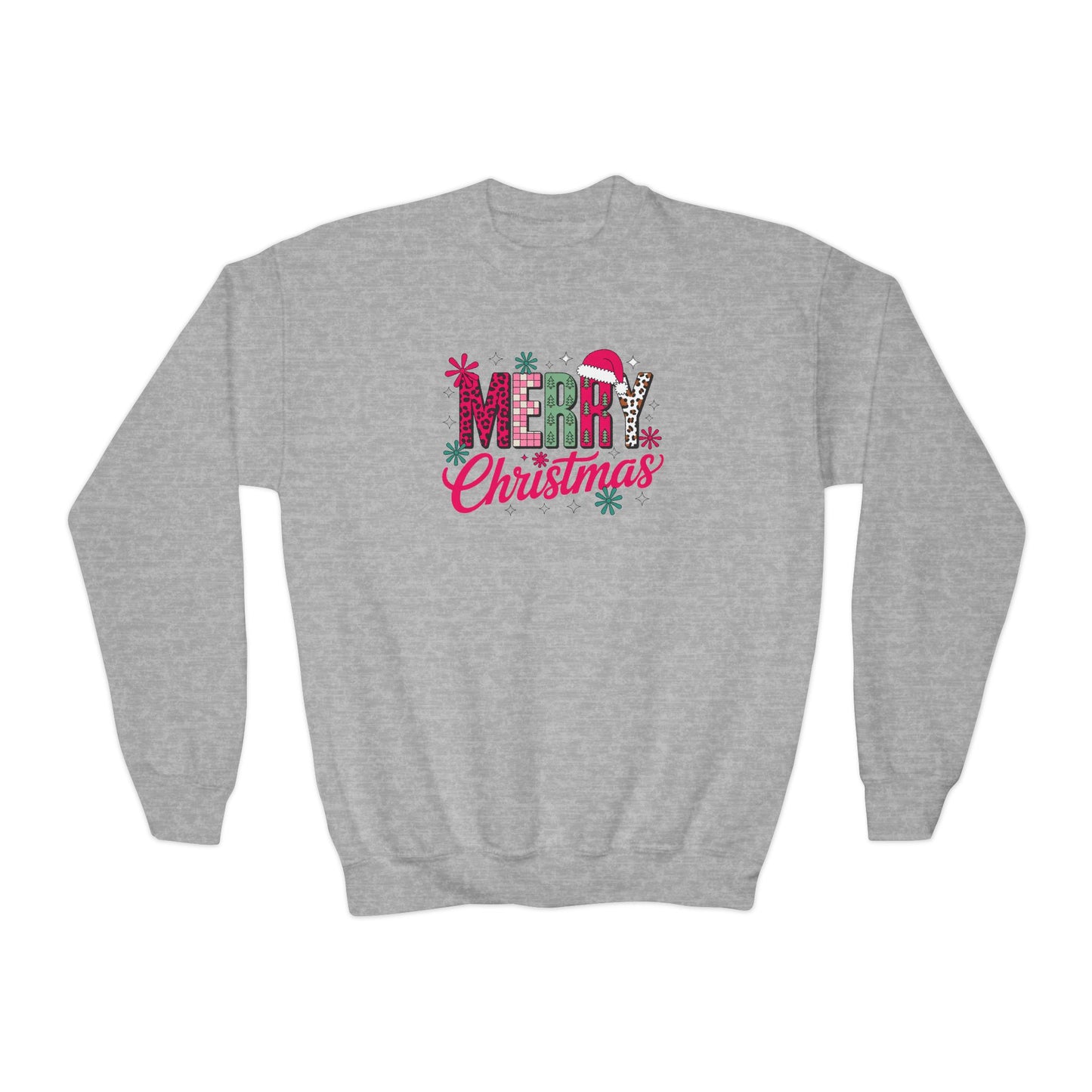 Youth Crewneck Sweatshirt – 'Merry Christmas' Festive Holiday Graphic