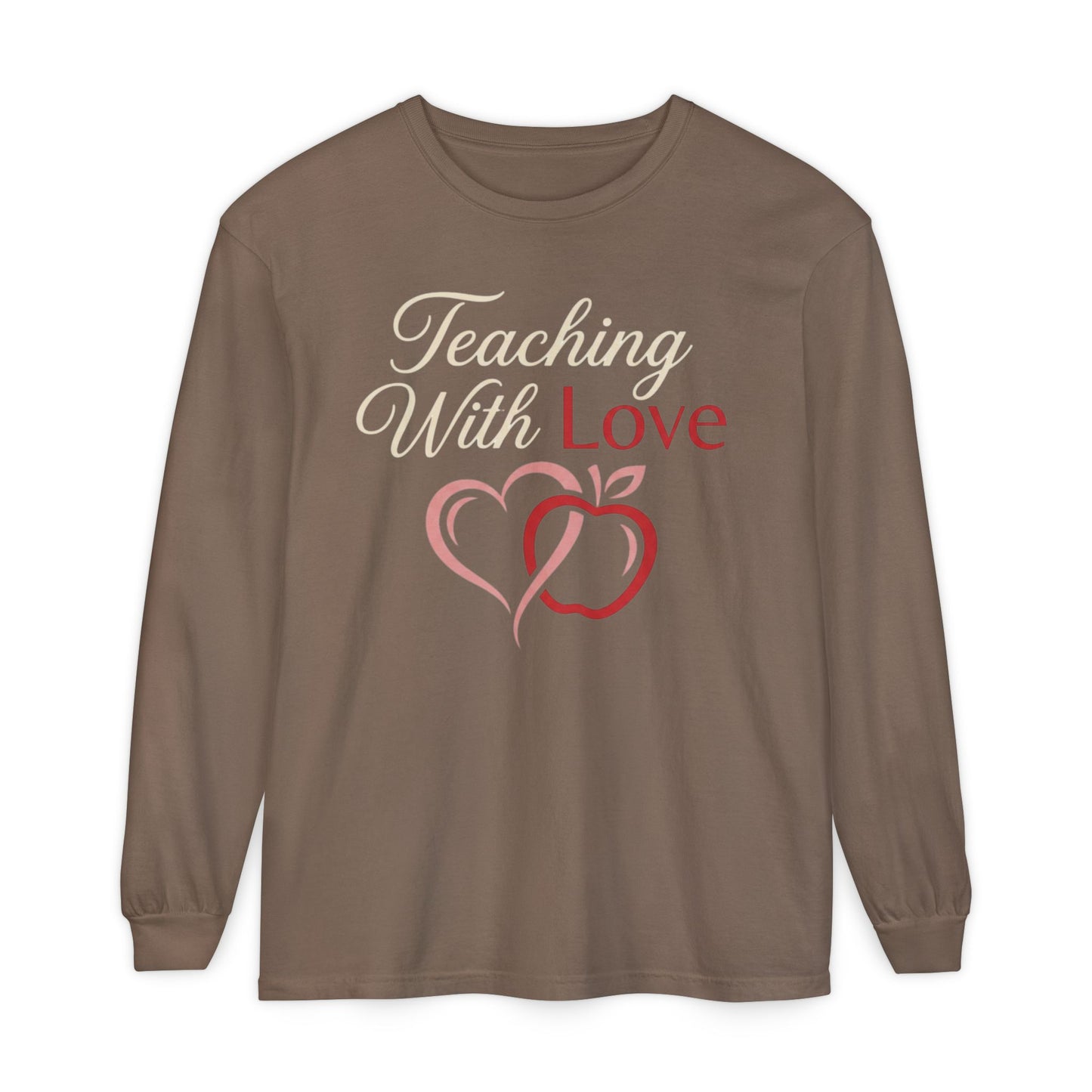 Teaching With Love Long Sleeve Tee — Teacher Apple Heart Design