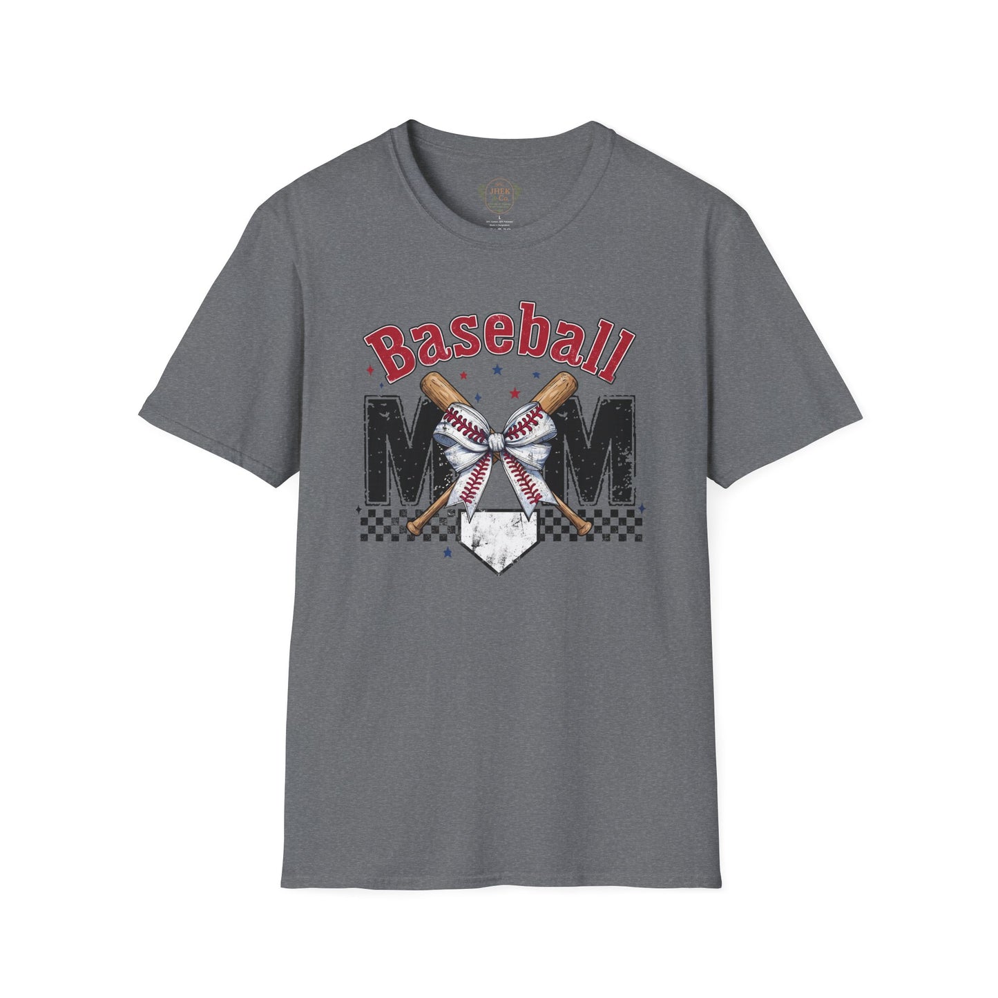 Baseball Mom T‑Shirt — Vintage Crossed Bats & Home Plate Design