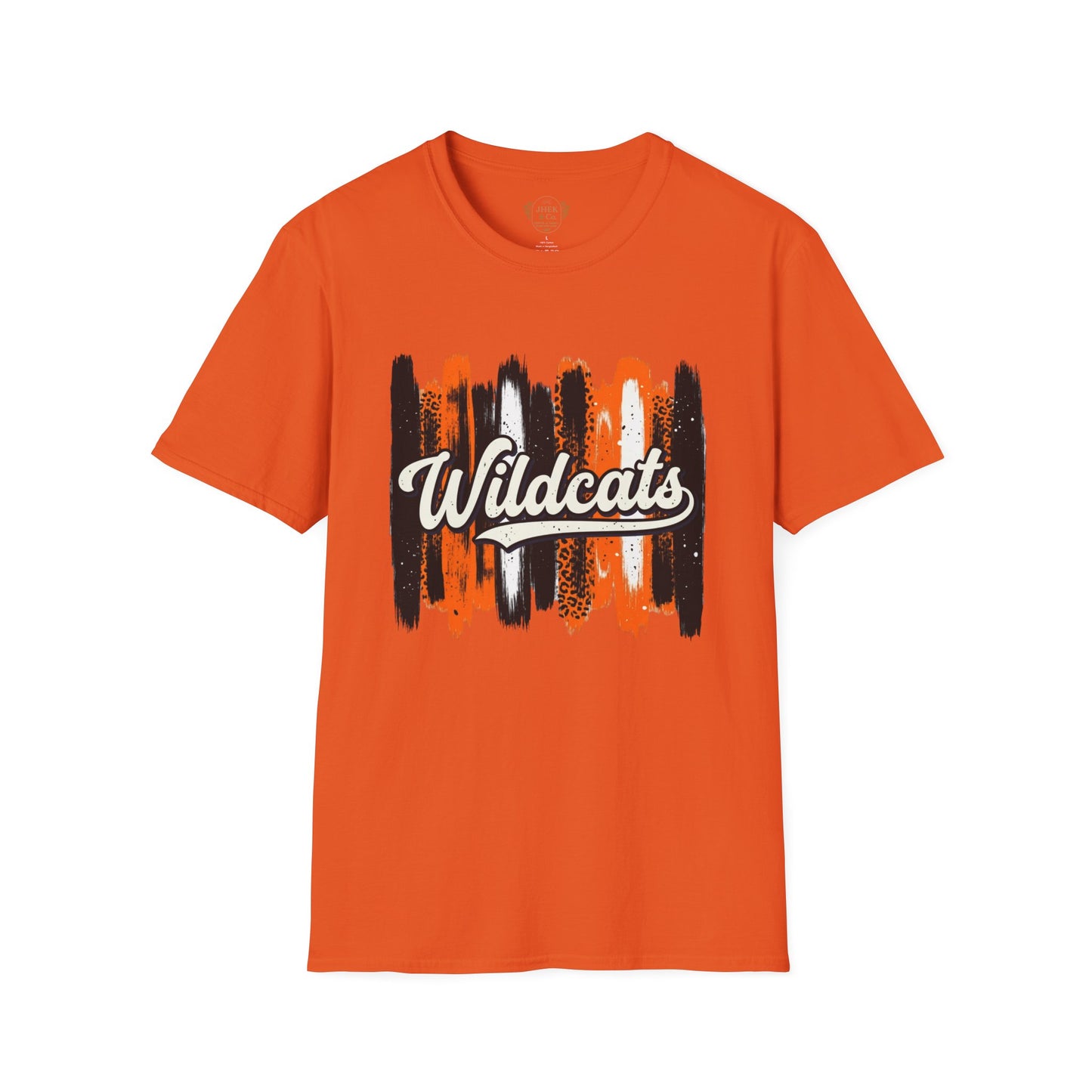 Wildcats Brushstroke T-Shirt — Orange & Black School Spirit Tee