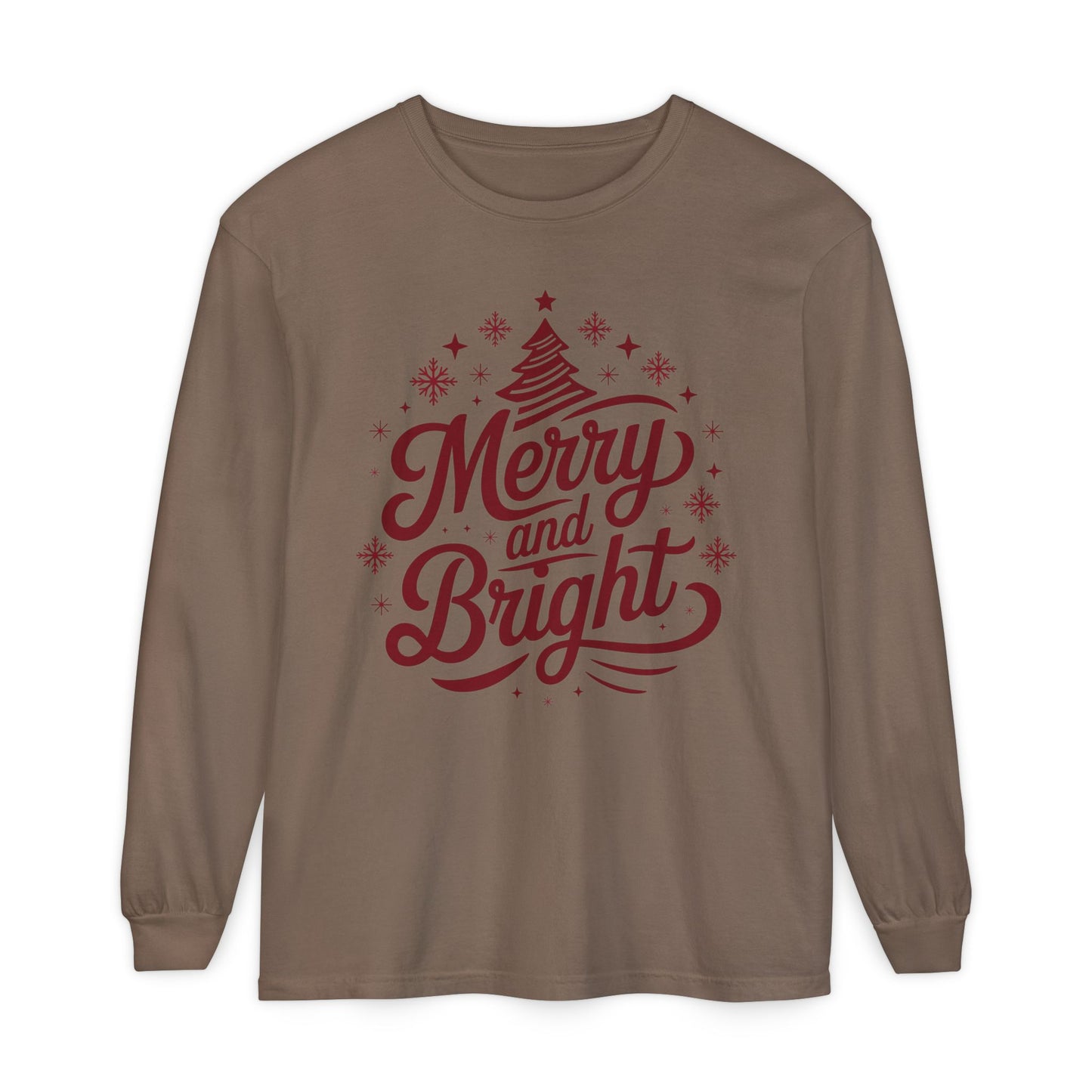 Merry and Bright Holiday Long Sleeve Comfort Colors Tee
