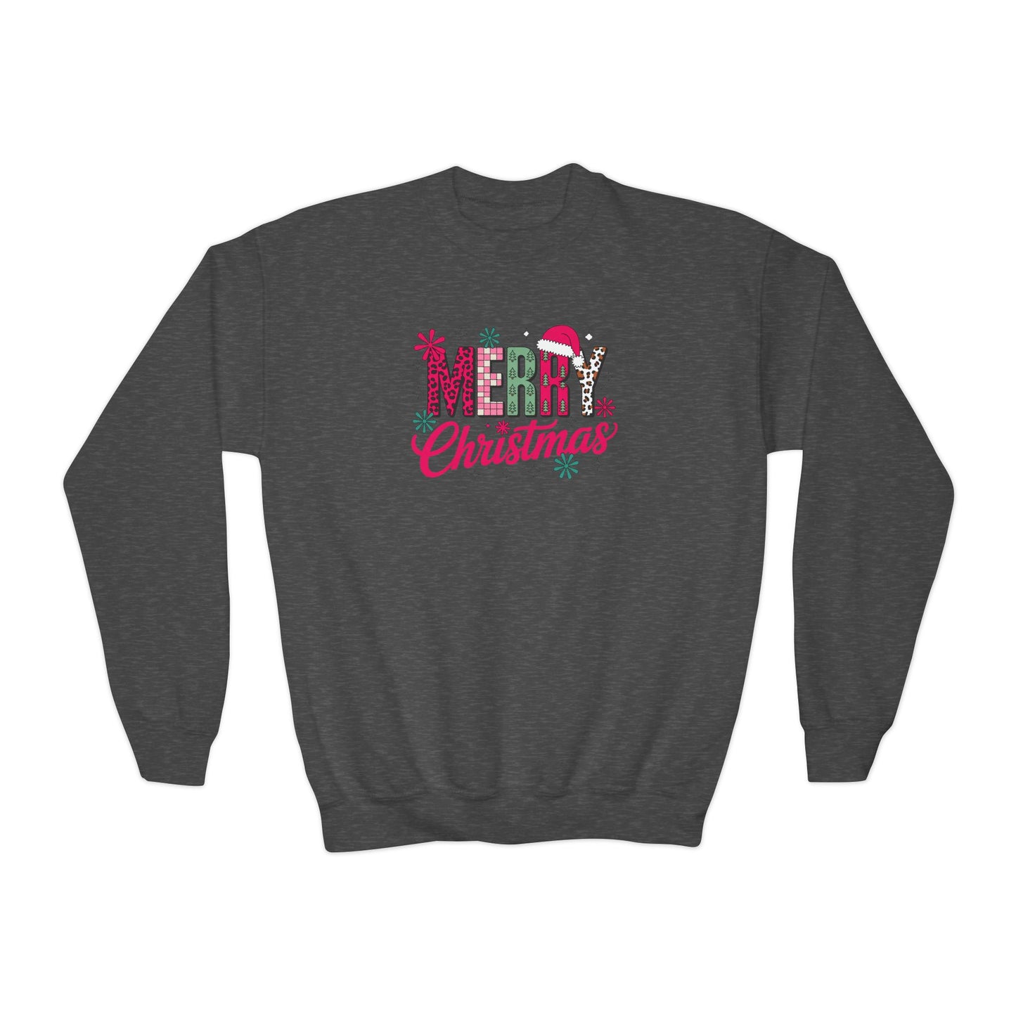 Youth Crewneck Sweatshirt – 'Merry Christmas' Festive Holiday Graphic