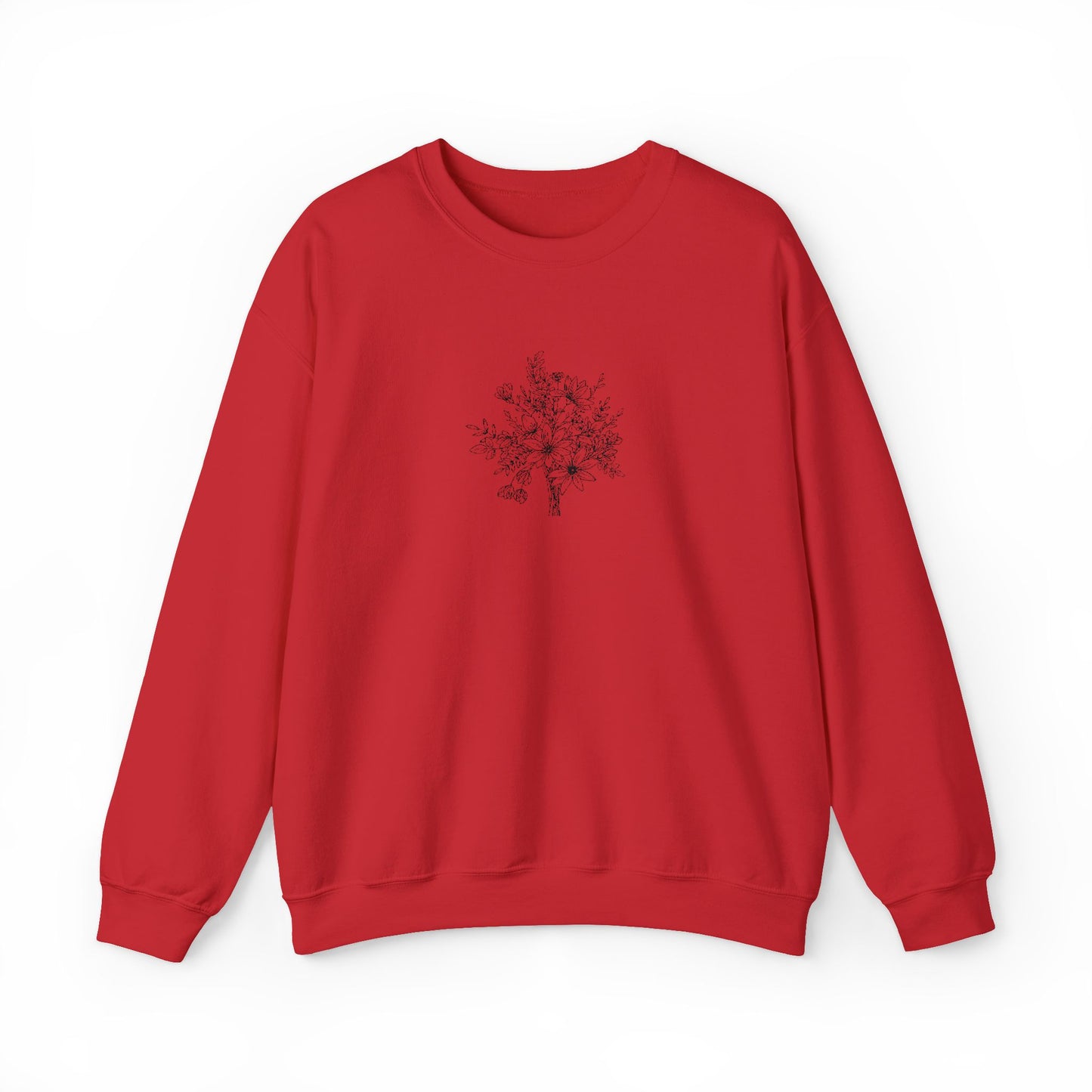 Wildflower Bouquet Embroidered Crewneck Sweatshirt | Gildan 18000