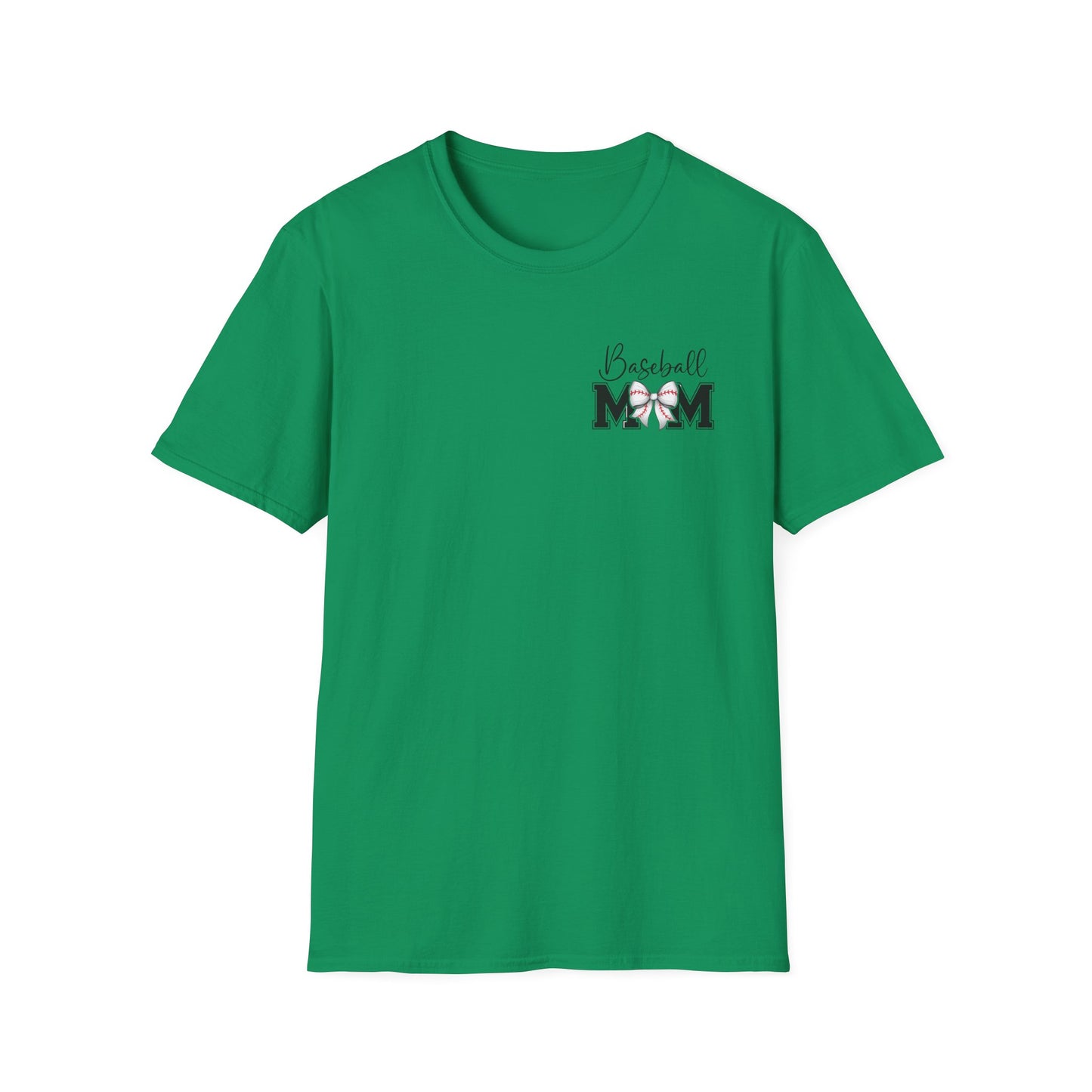 Baseball Mom T-Shirt — Mama Tee with Baseball Bow Graphic