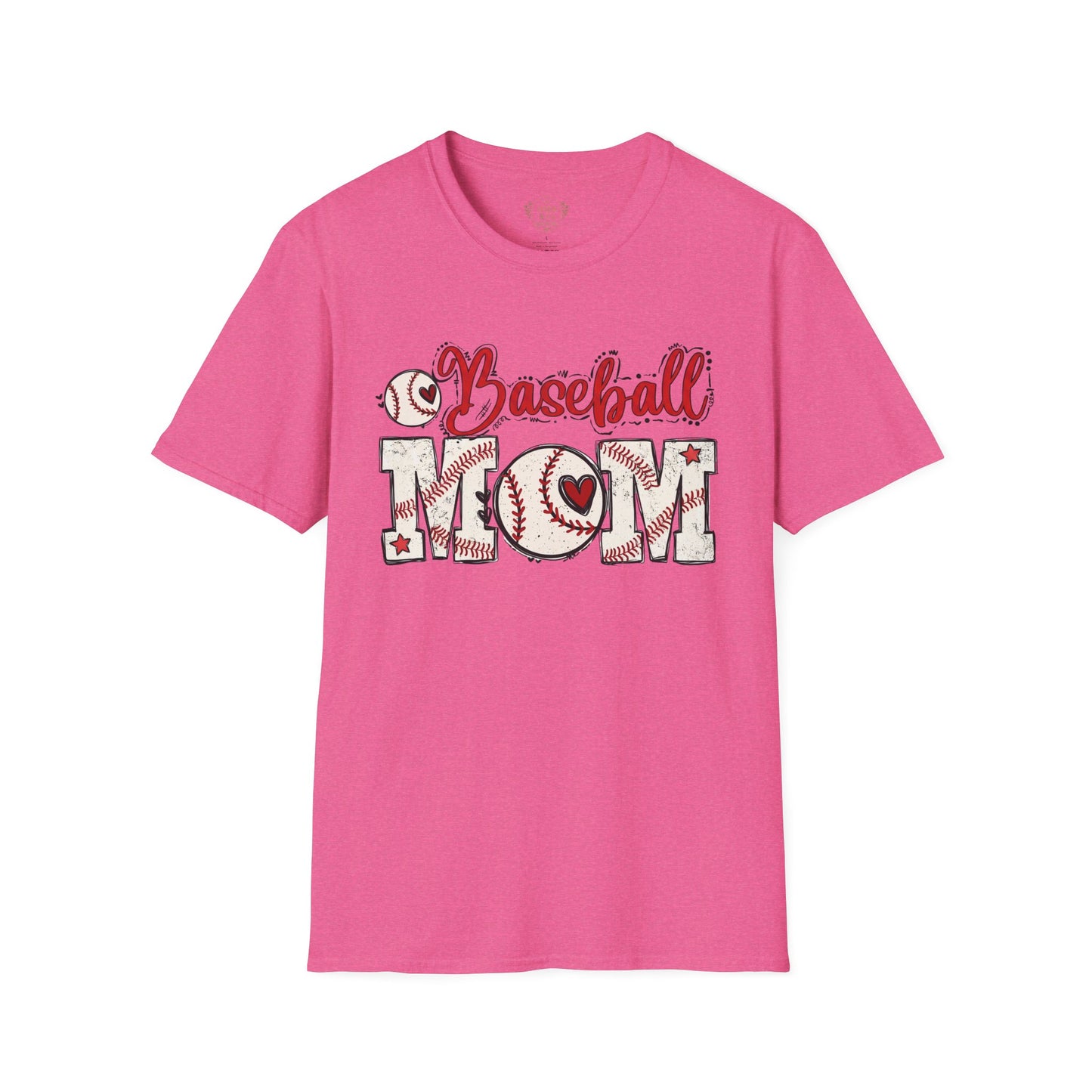Baseball Mom T-Shirt – Vintage Baseball Script & Heart Stitching Design