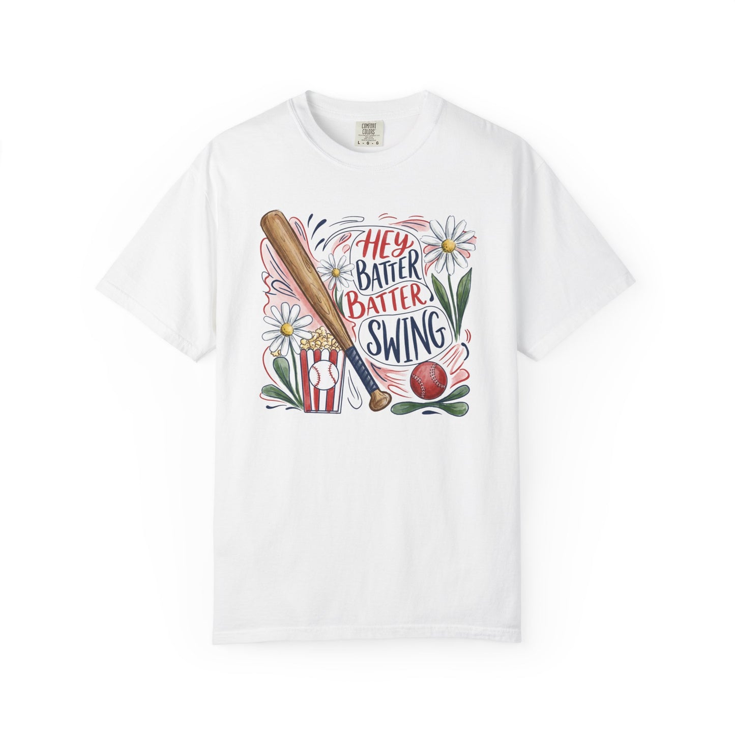 Hey Batter Batter Swing Baseball T-Shirt — Vintage Bat & Ball Graphic