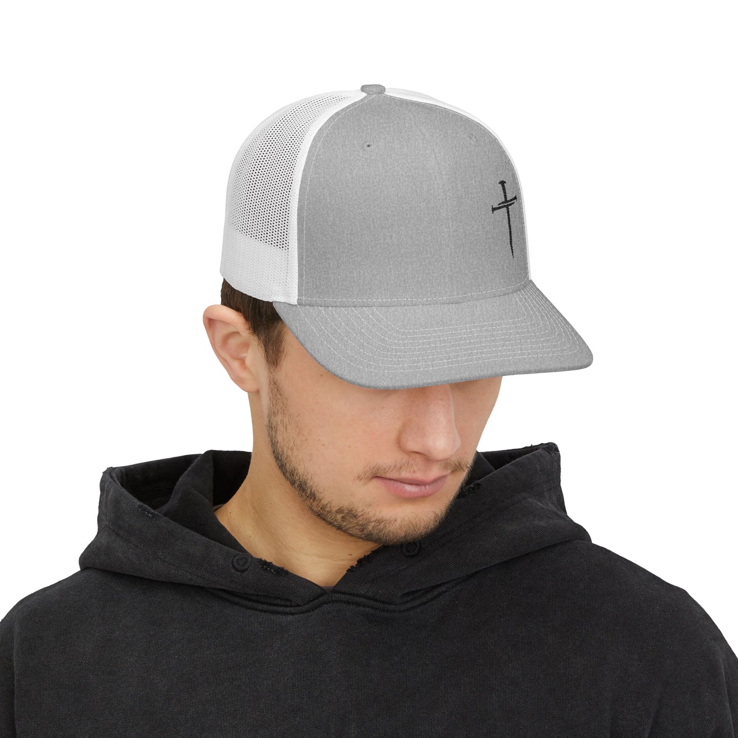 Minimal Cross Embroidered Trucker Hat | Richardson 112