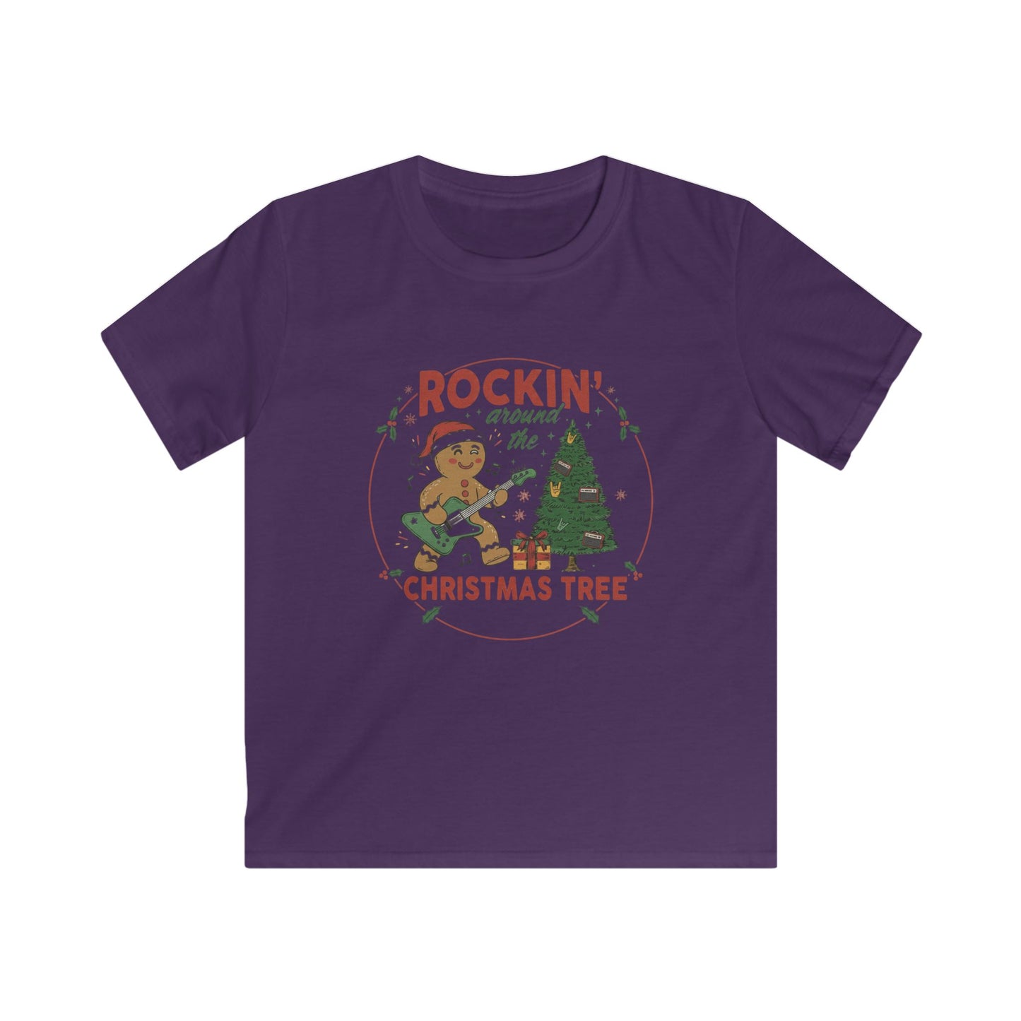 "Rockin' Around the Christmas Tree" Gingerbread Guitar Holiday Kid's Graphic Tee