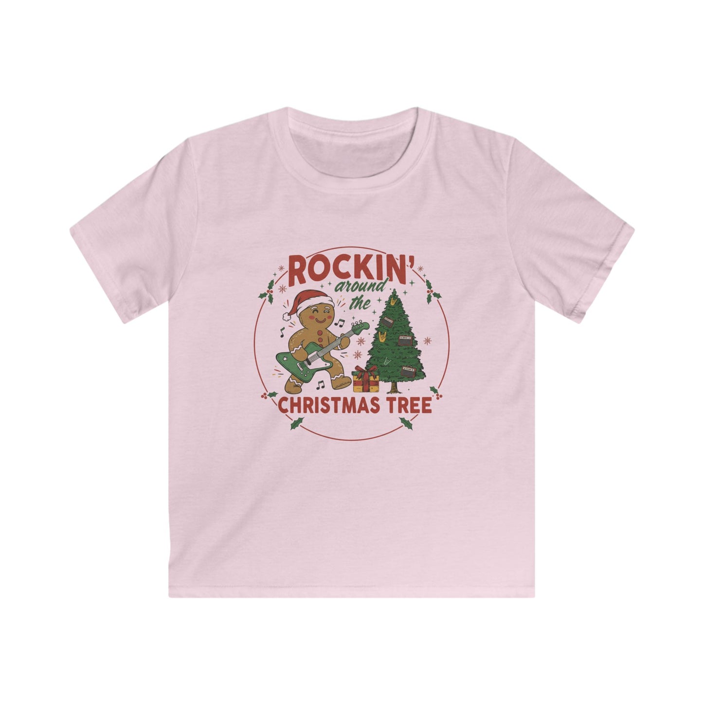 "Rockin' Around the Christmas Tree" Gingerbread Guitar Holiday Kid's Graphic Tee