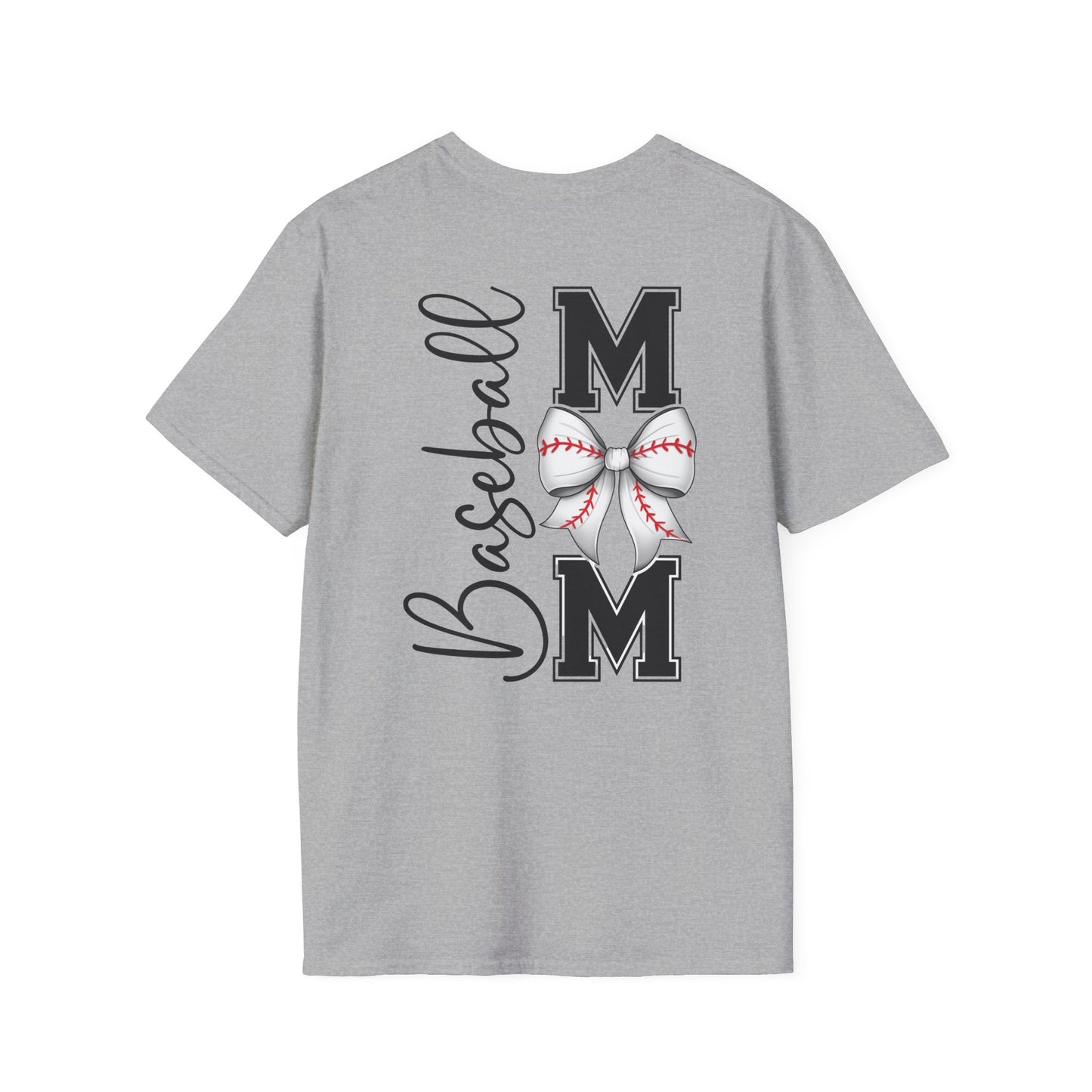 Baseball Mom T-Shirt — Mama Tee with Baseball Bow Graphic