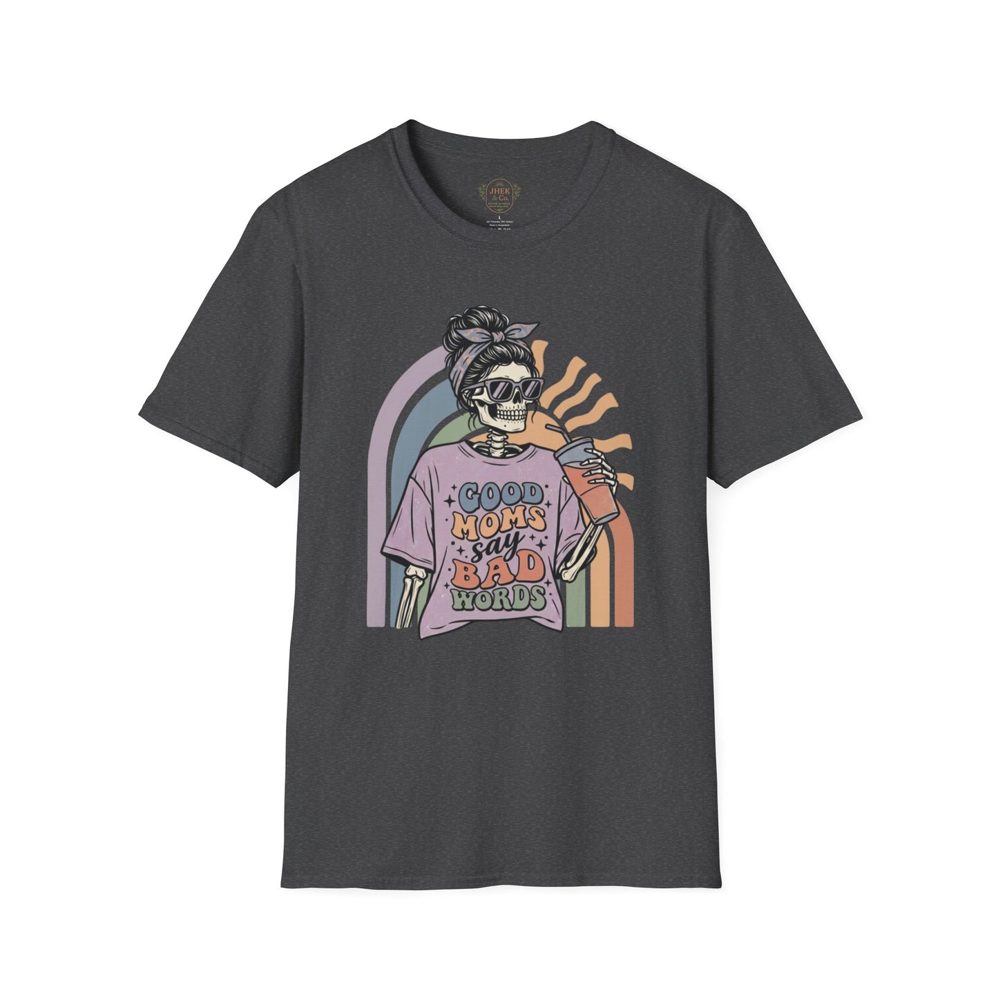 Funny Mom T-Shirt - "Good Moms Say Bad Words" Retro Skull Design
