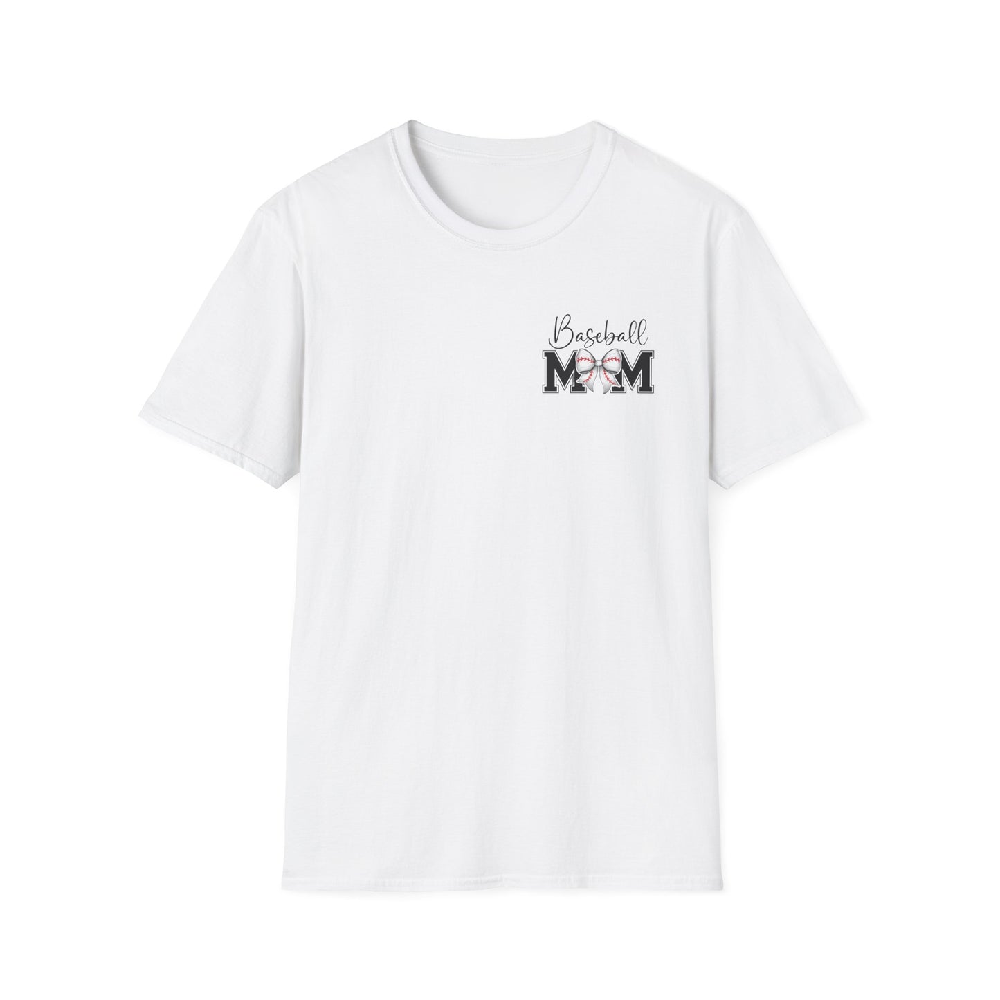 Baseball Mom T-Shirt — Mama Tee with Baseball Bow Graphic