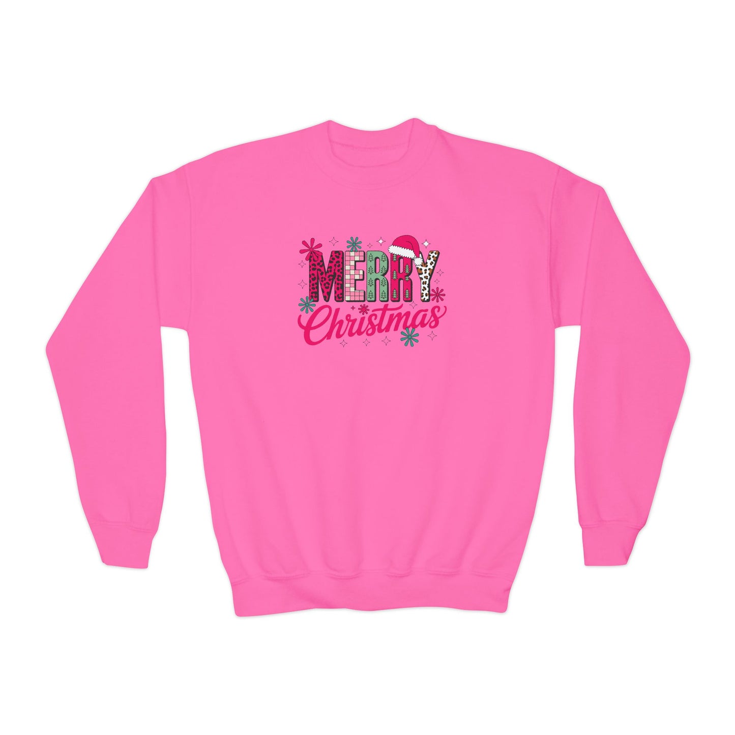 Youth Crewneck Sweatshirt – 'Merry Christmas' Festive Holiday Graphic
