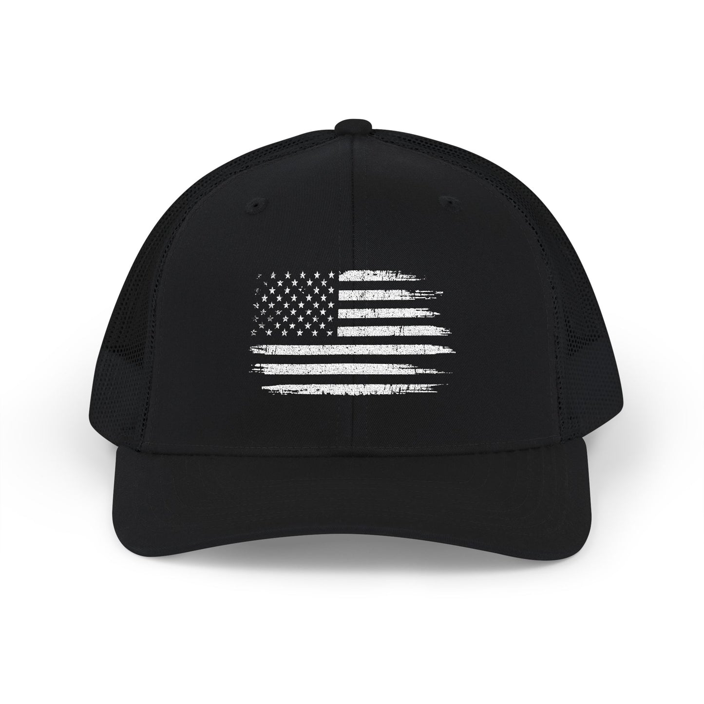 Distressed American Flag Embroidered Trucker Hat | Richardson 112