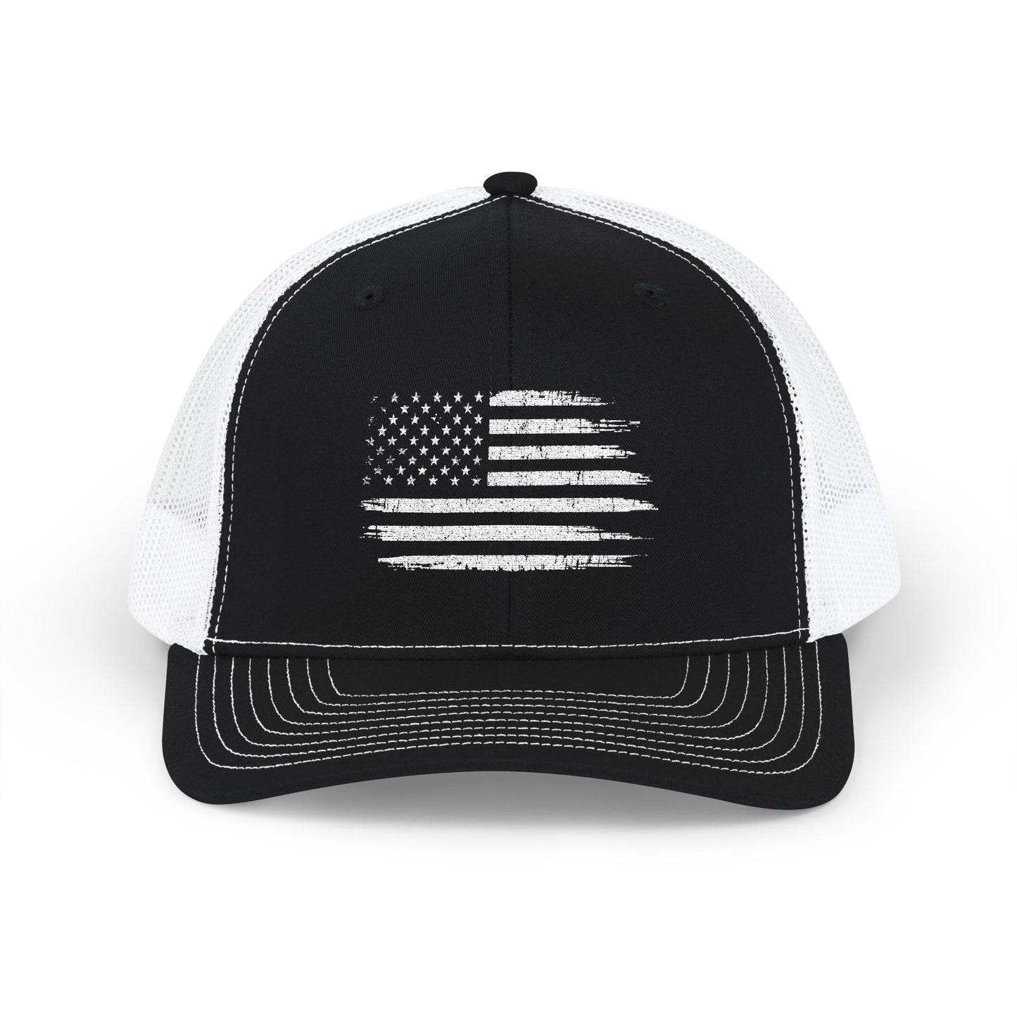 Distressed American Flag Embroidered Trucker Hat | Richardson 112
