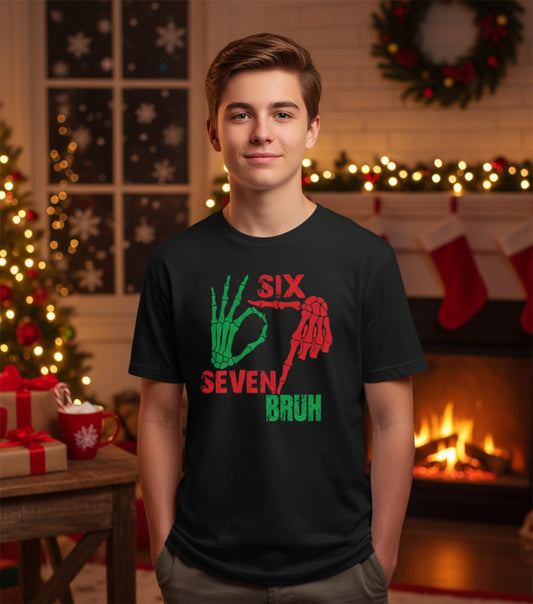 'Six Seven Bruh' Skeleton Hand Graphic Tee