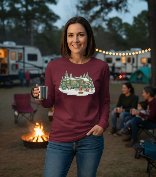 Cozy Retro Camper by Campfire Long Sleeve Graphic Tee