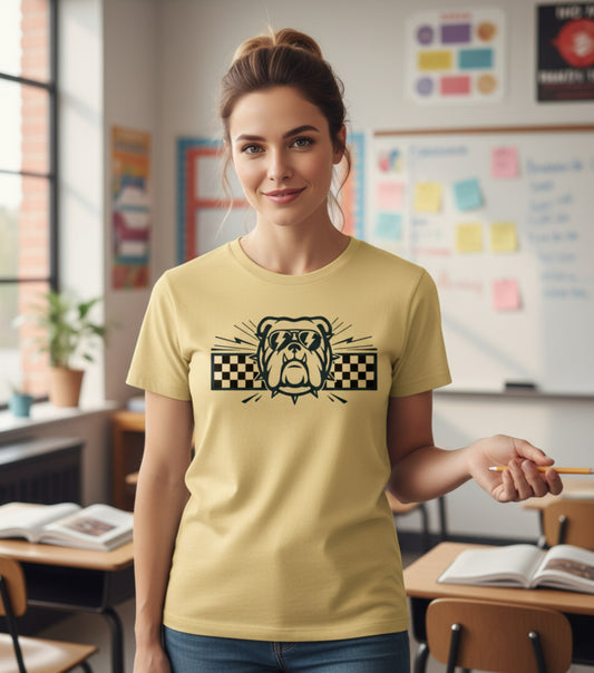 Bulldog Checkerboard Graphic Tee