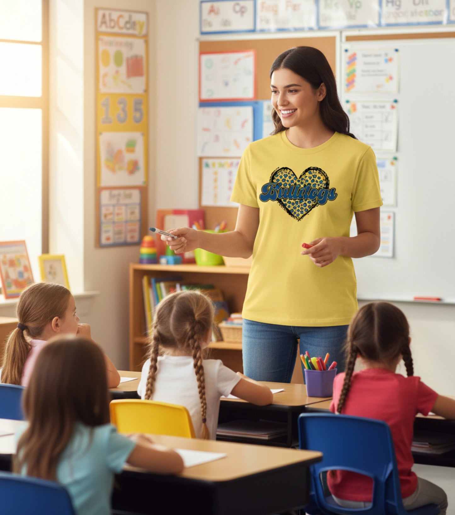 Bulldogs Leopard Heart Graphic Tee