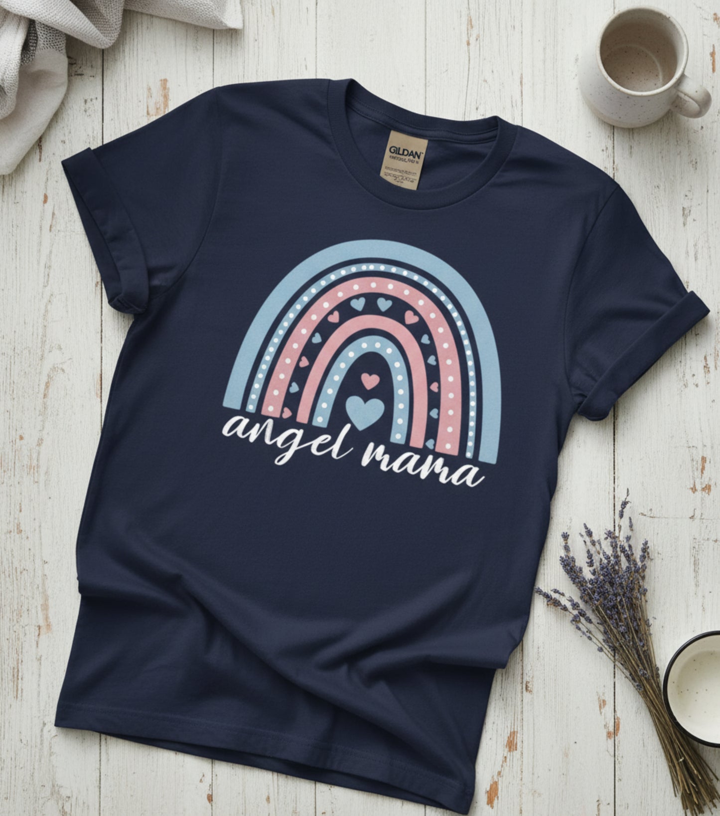 Angel Mama Rainbow T-Shirt — Bereavement Memorial Tee for Grieving Mothers