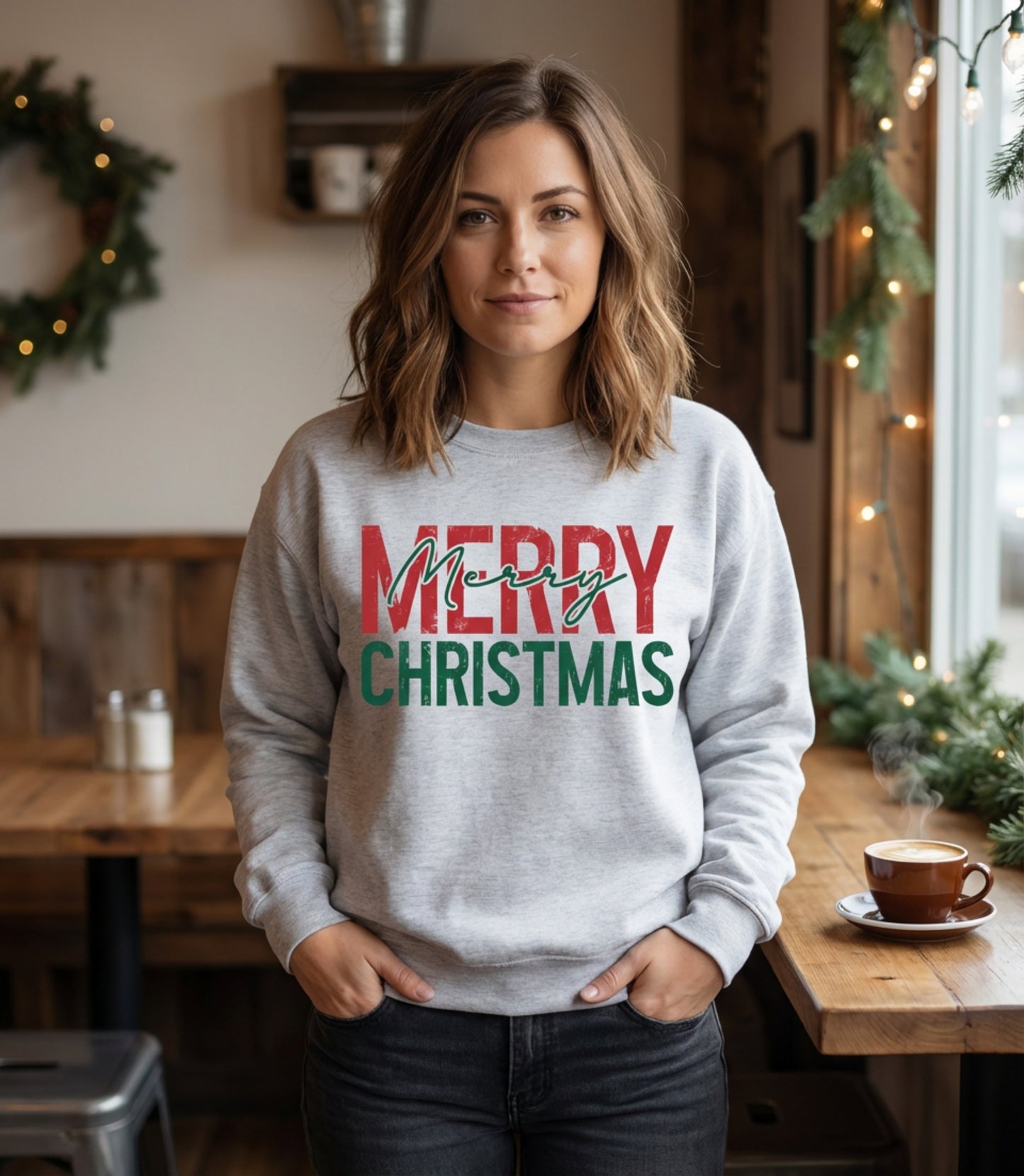 Merry Christmas Crewneck Sweatshirt — Festive Holiday Graphic Pullover
